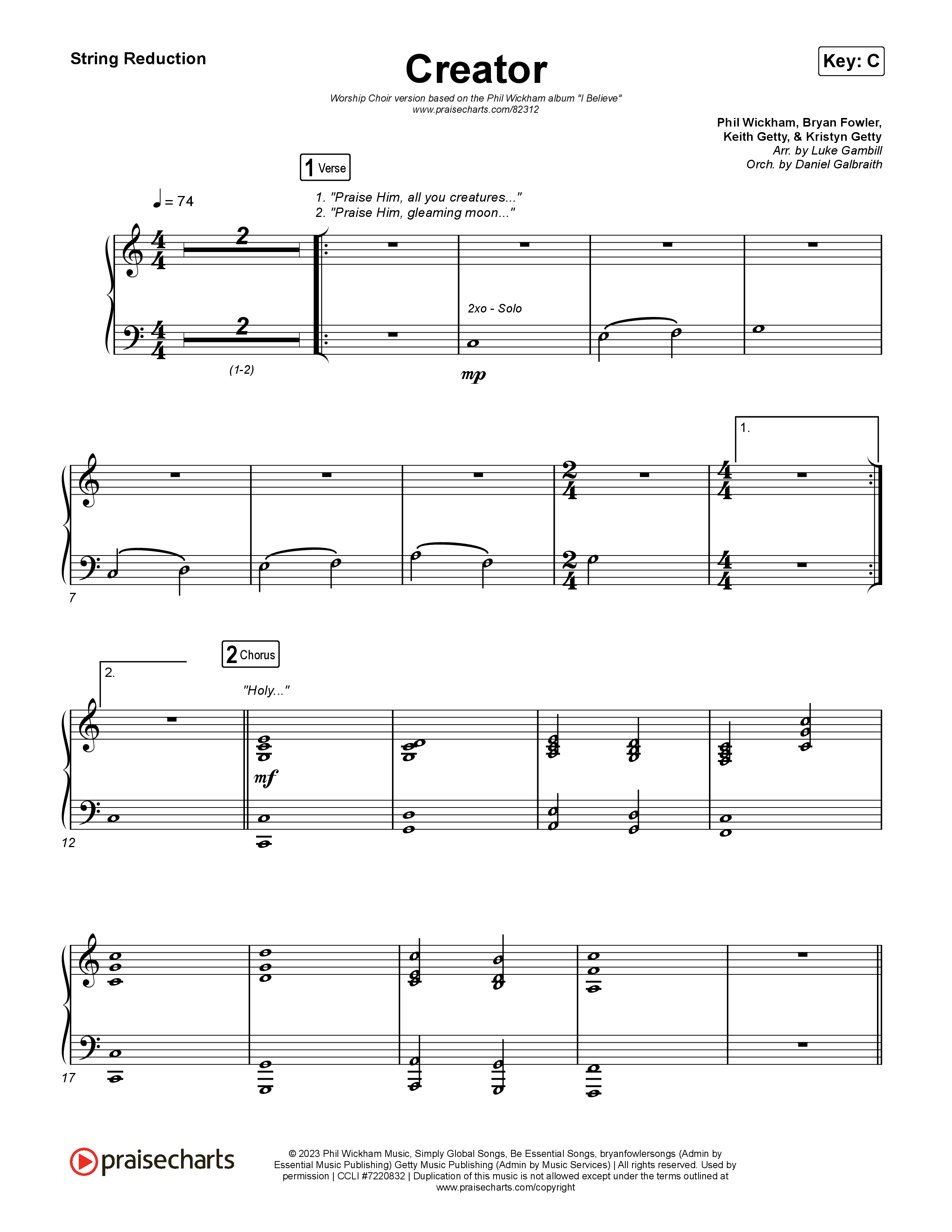 Creator (Worship Choir/SAB) String Reduction (Phil Wickham)