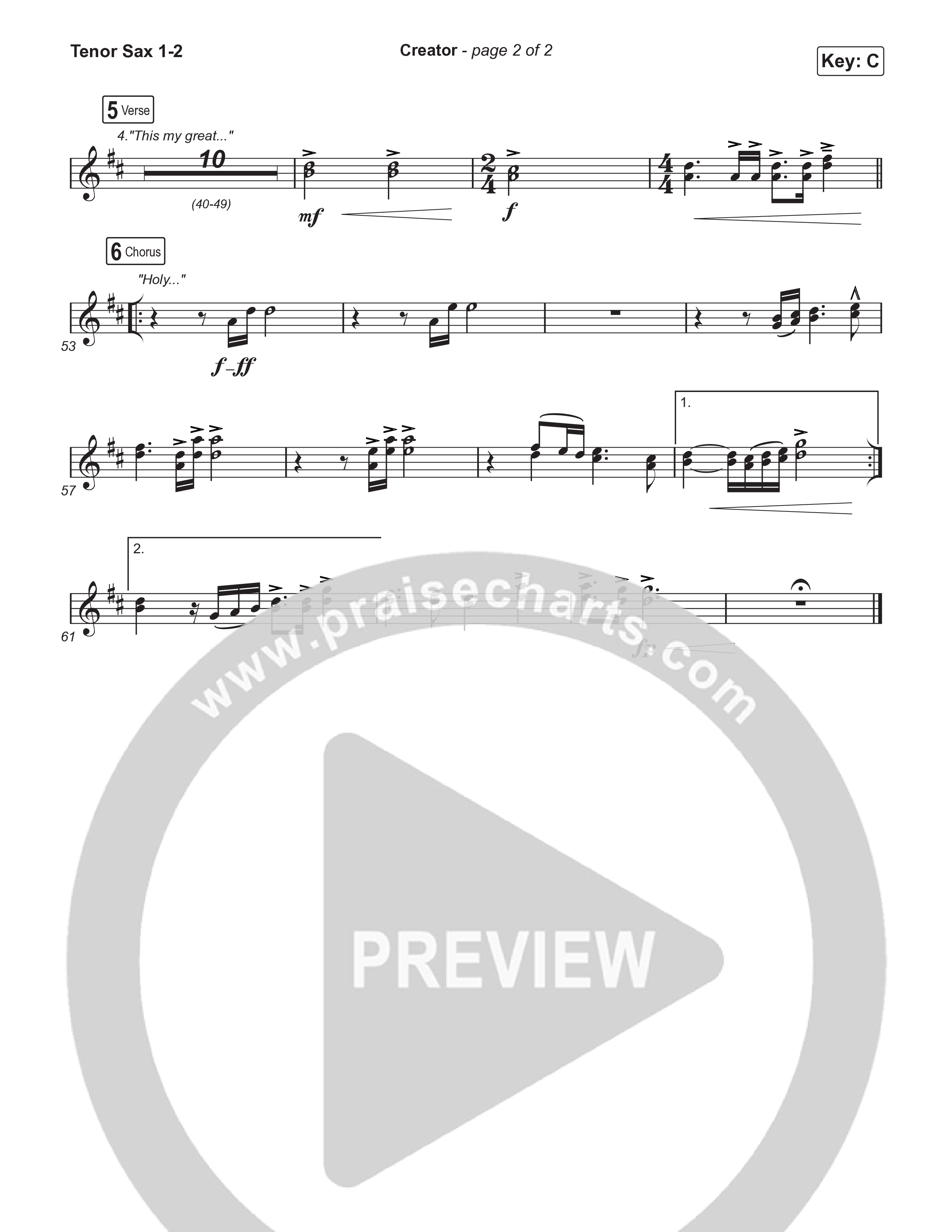 Creator (Worship Choir/SAB) Tenor Sax 1/2 (Phil Wickham)