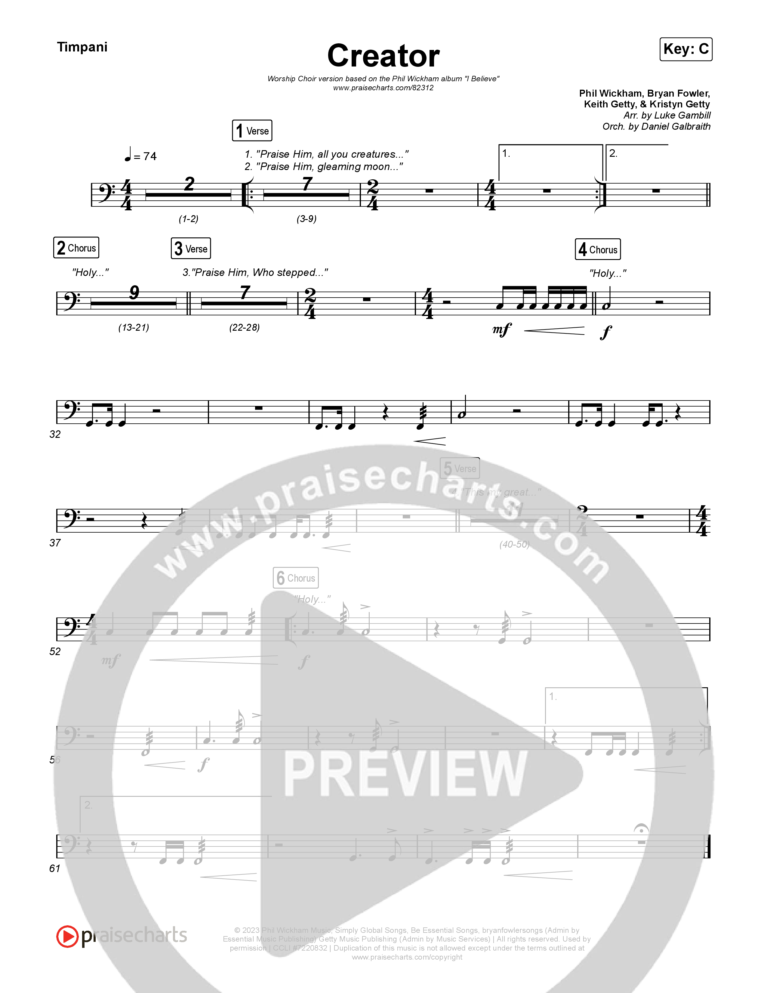 Creator (Worship Choir/SAB) Timpani (Phil Wickham)