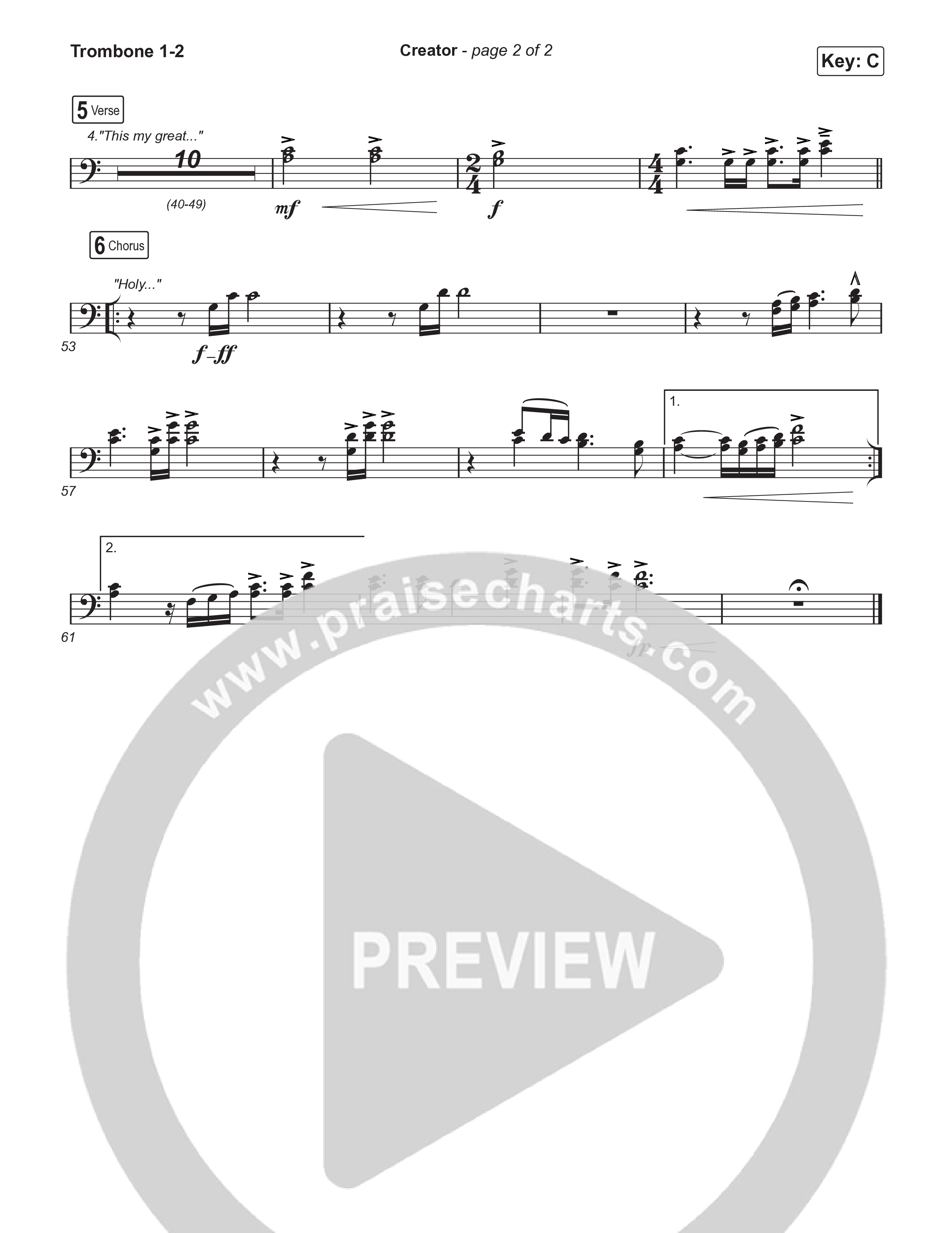 Creator (Worship Choir/SAB) Trombone 1/2 (Phil Wickham)