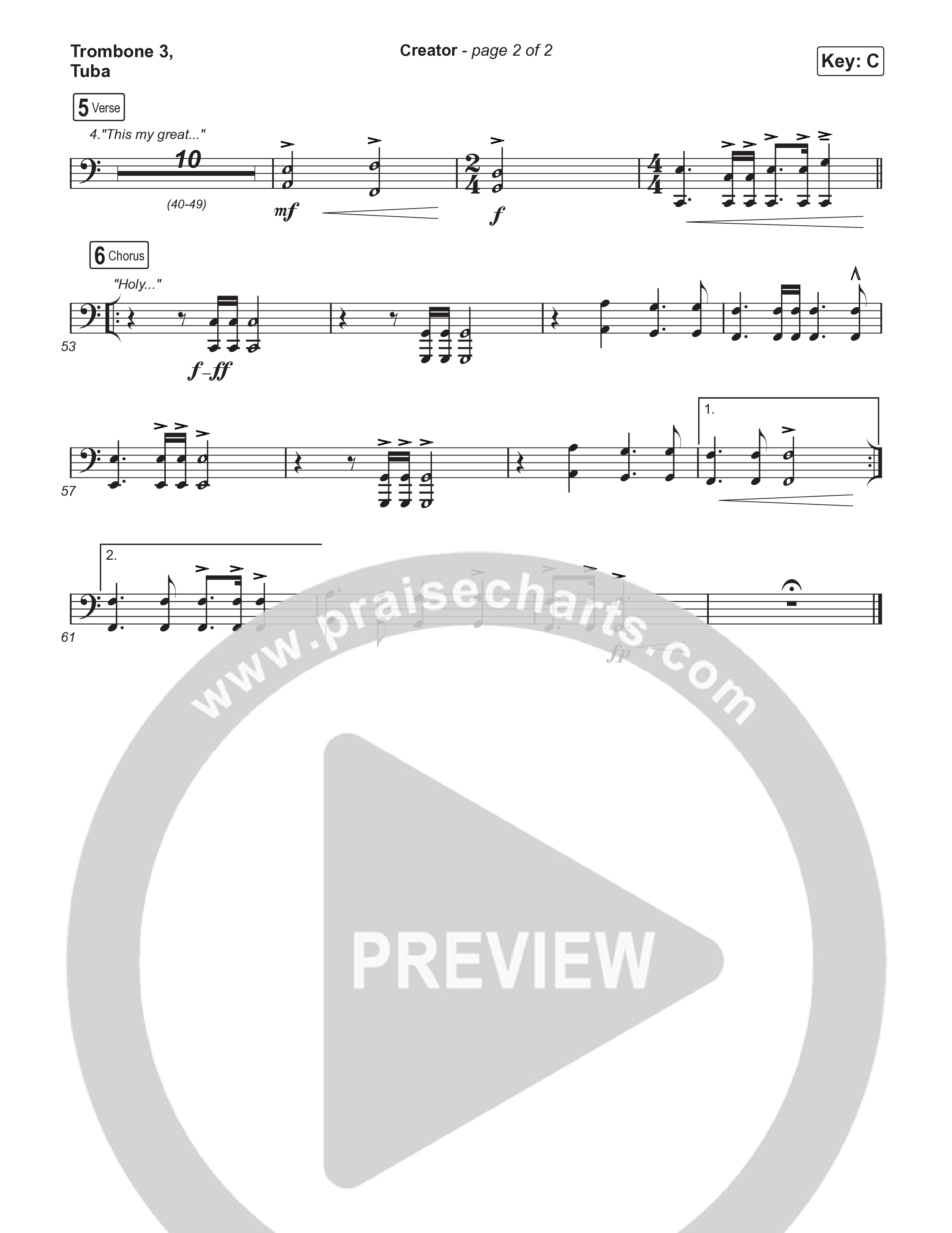 Creator (Worship Choir/SAB) Trombone 3/Tuba (Phil Wickham)