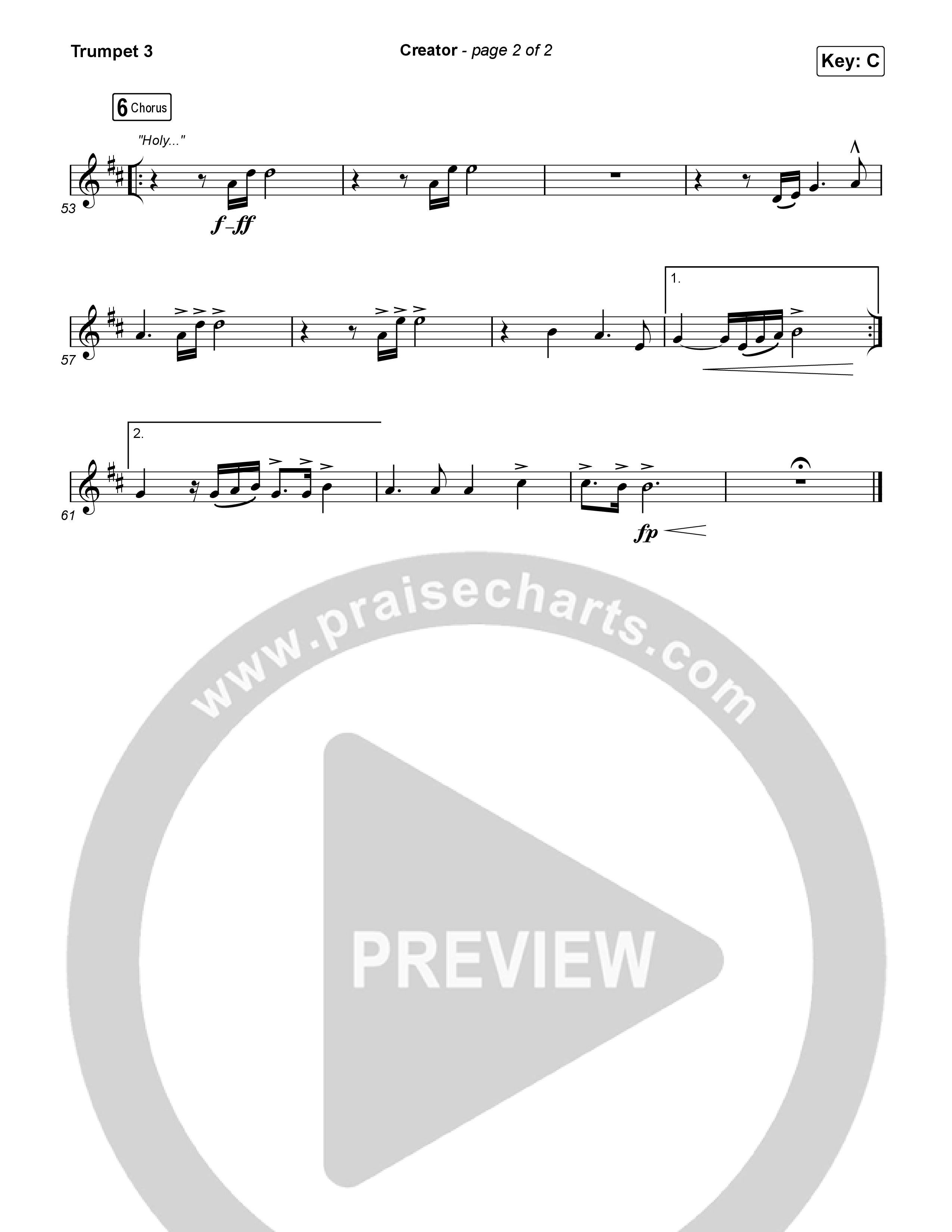 Creator (Worship Choir/SAB) Trumpet 3 (Phil Wickham)