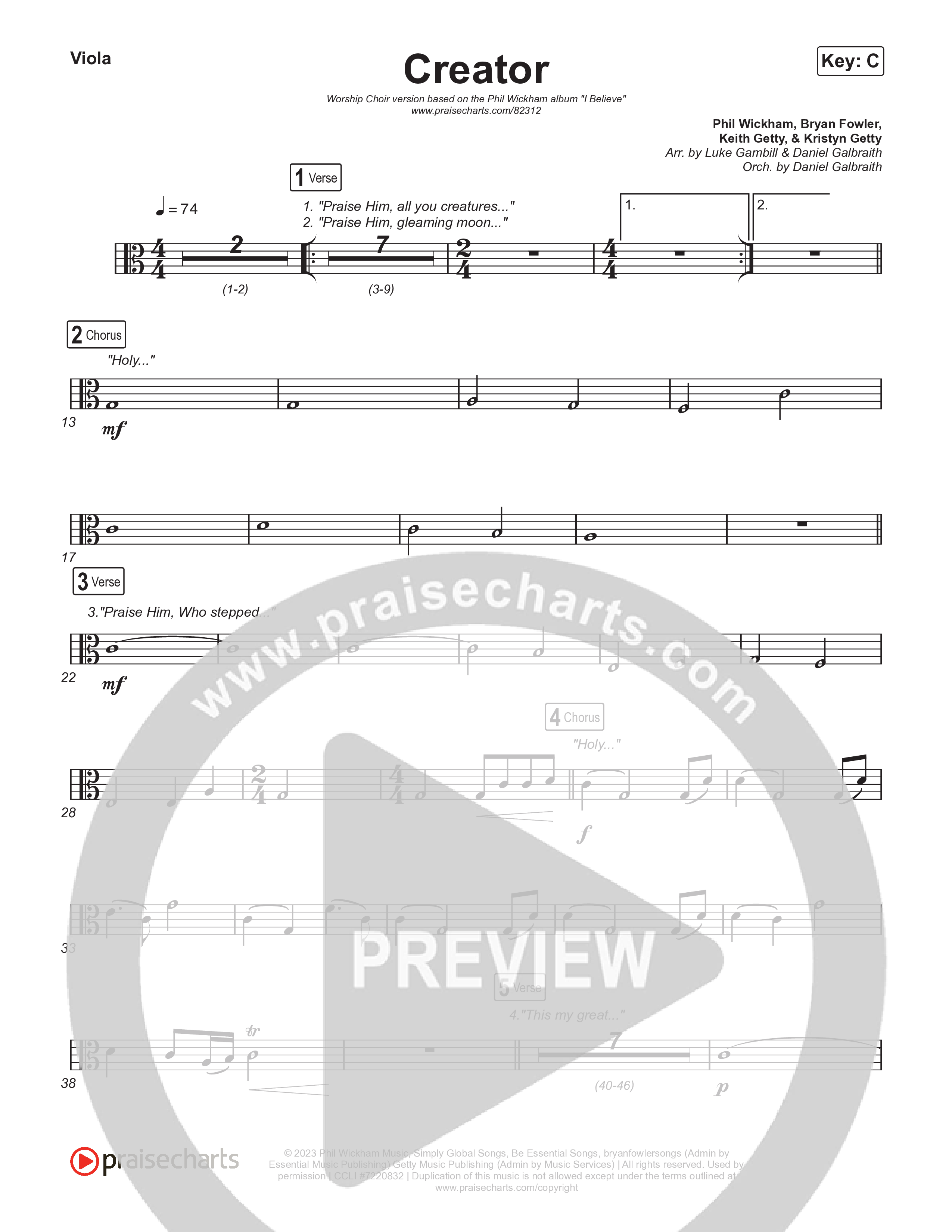 Creator (Worship Choir/SAB) Viola (Phil Wickham)