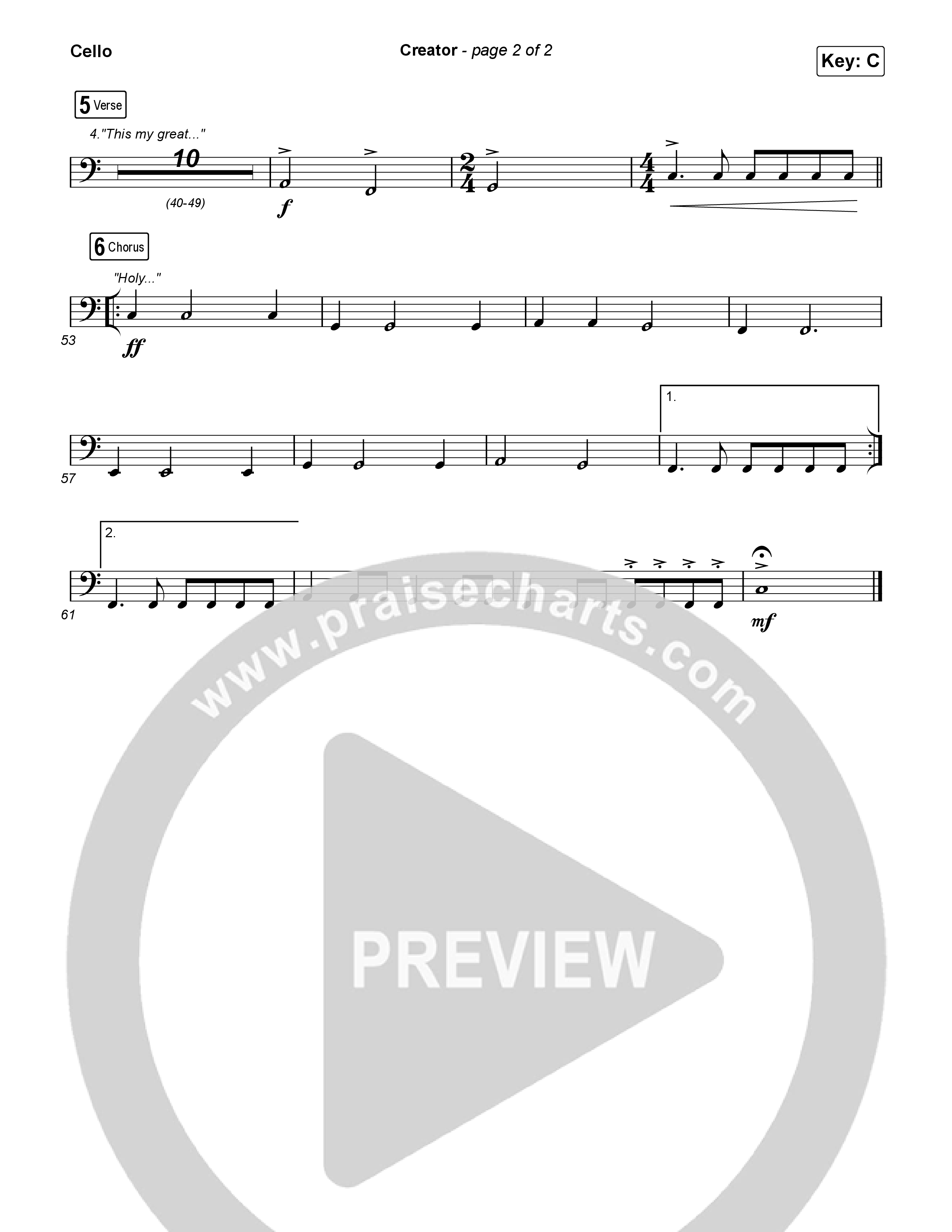 Creator (Unison/2-Part) Cello (Phil Wickham)