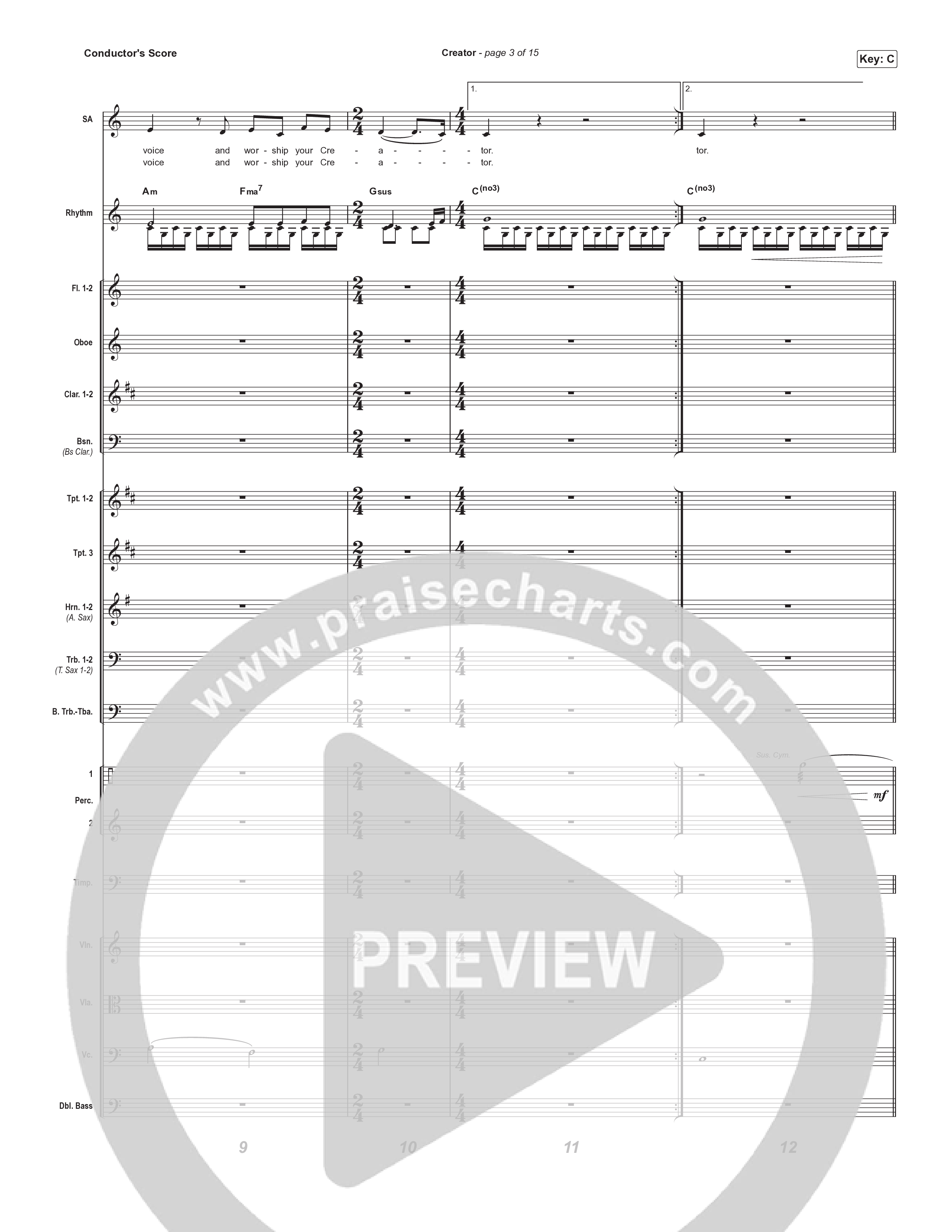 Creator (Unison/2-Part) Conductor's Score (Phil Wickham)