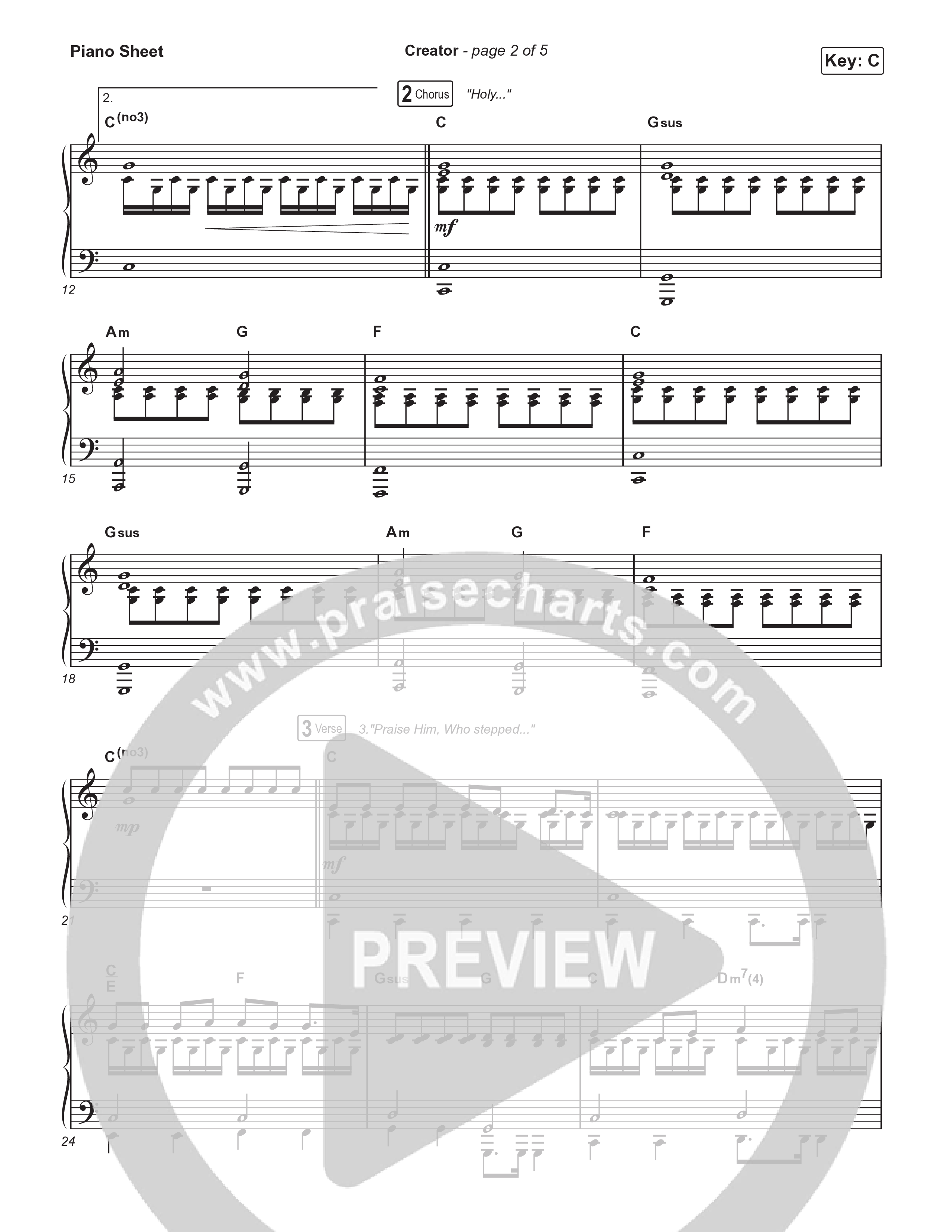 Creator (Unison/2-Part) Piano Sheet (Phil Wickham)