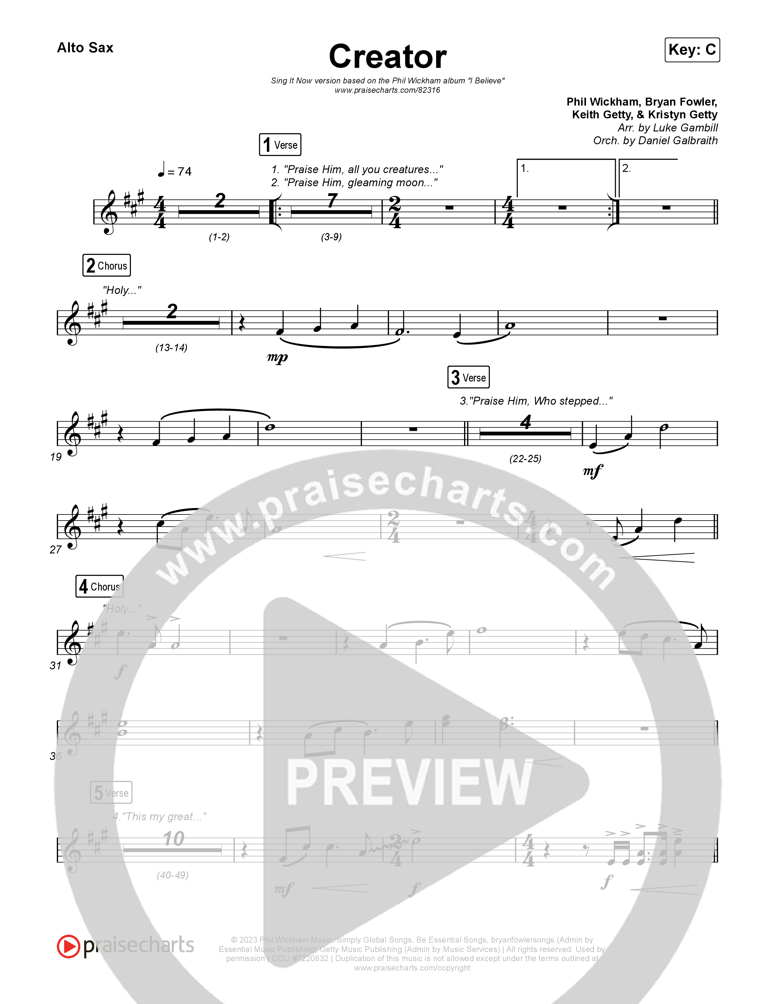 Creator (Sing It Now) Sax Pack (Phil Wickham)