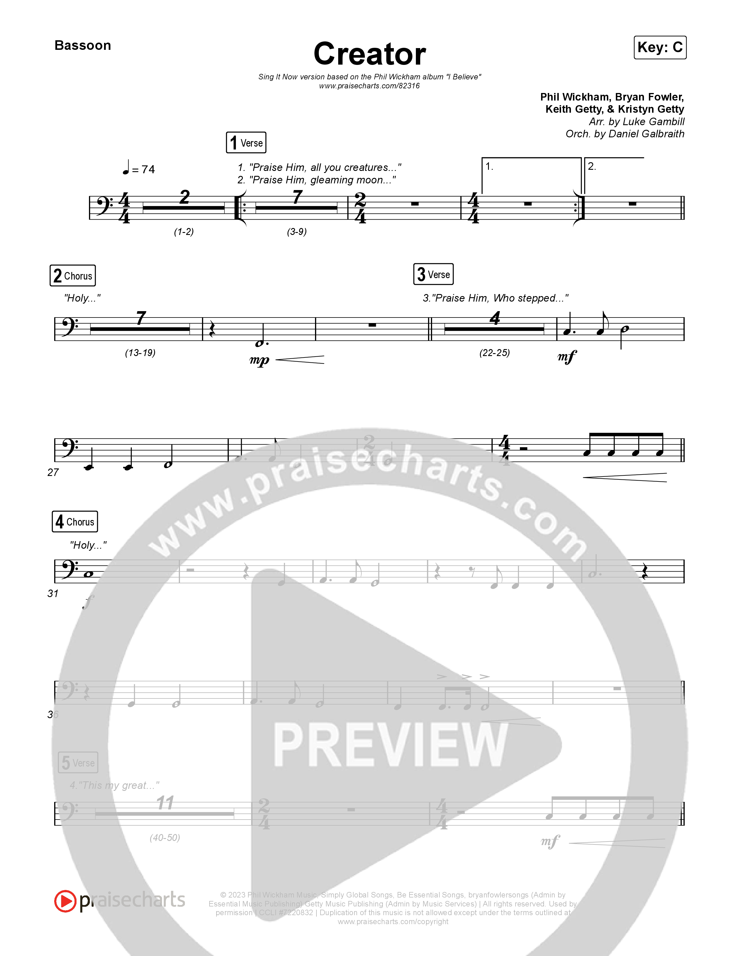 Creator (Sing It Now) Bassoon (Phil Wickham)