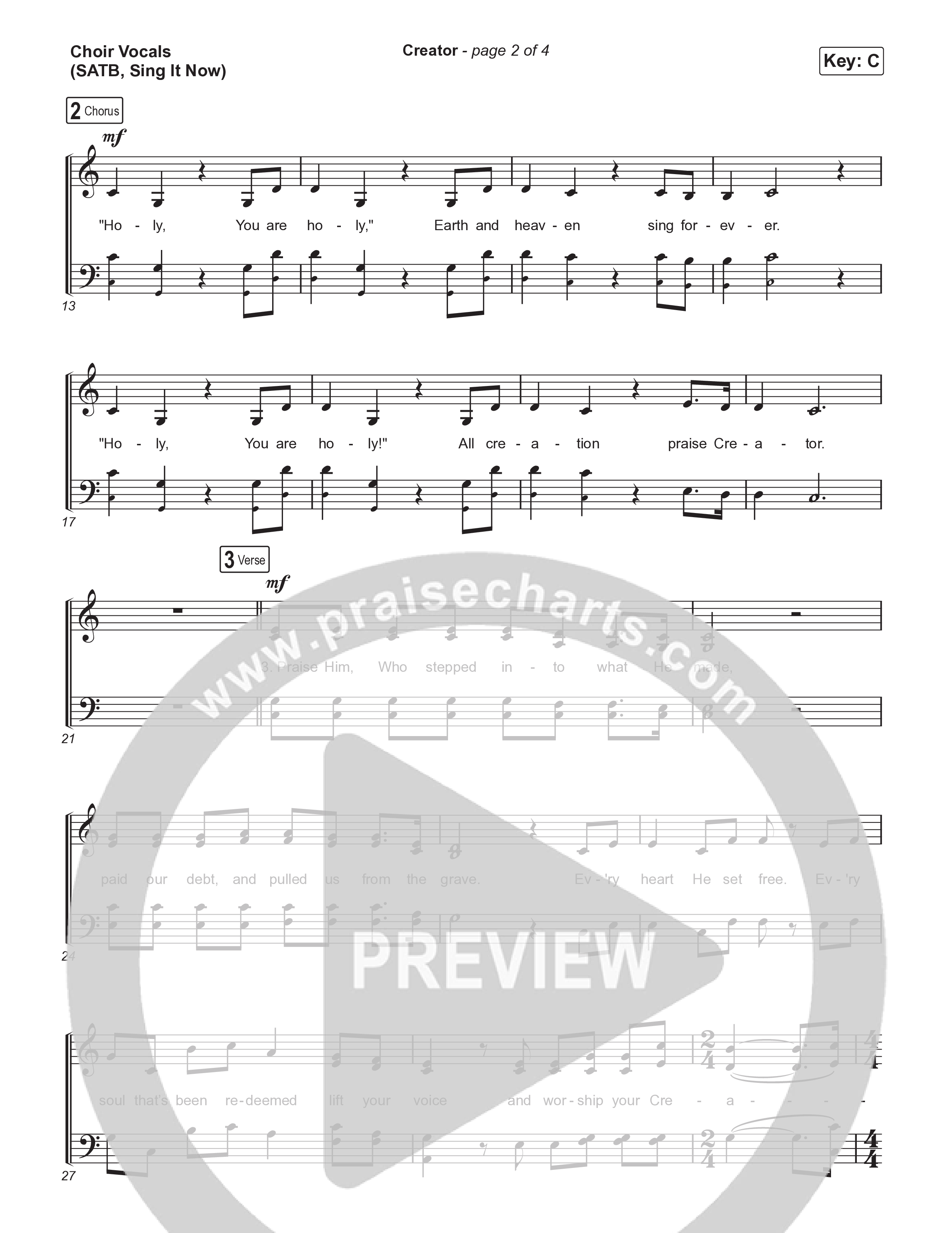 Creator (Sing It Now) Choir Sheet (SATB) (Phil Wickham)