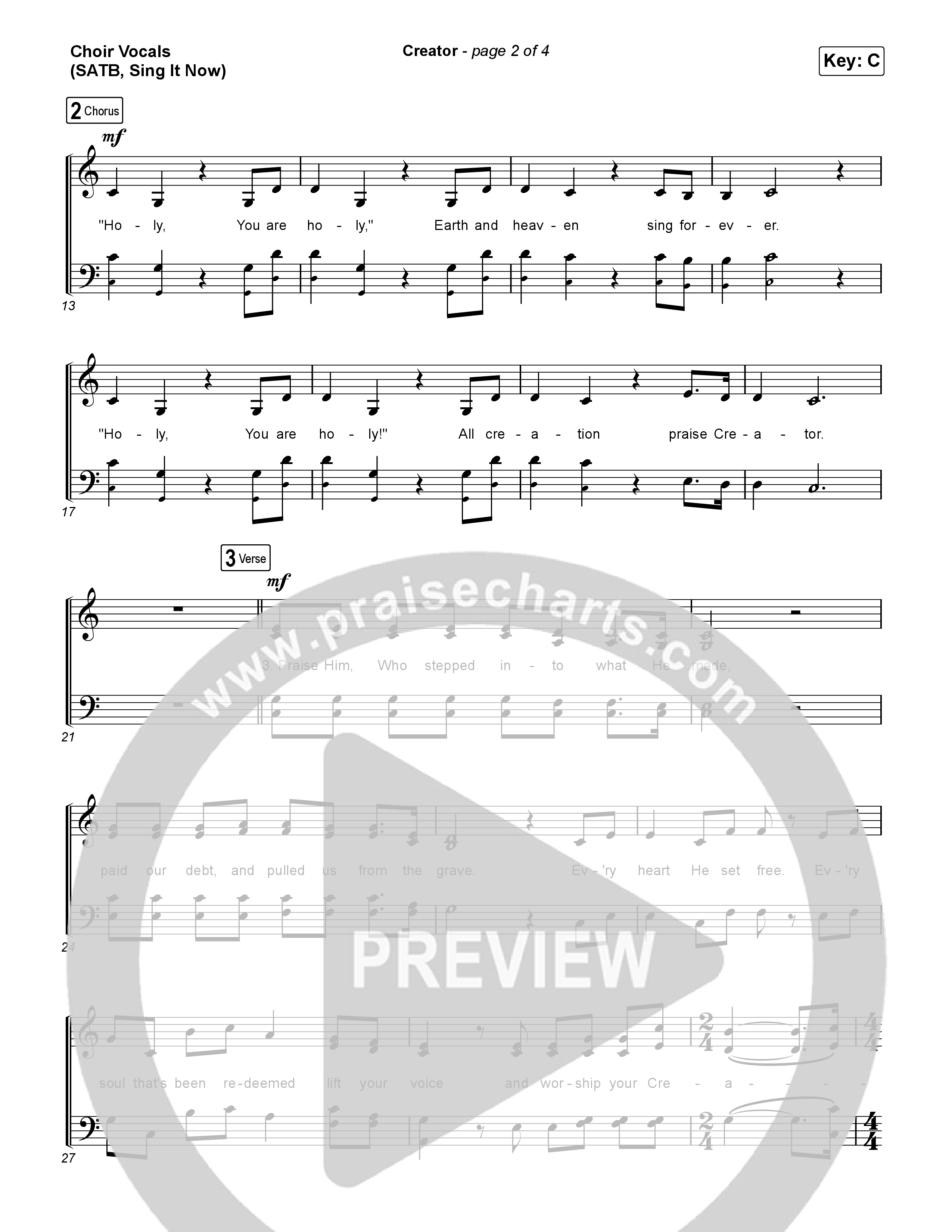 Creator (Sing It Now) Choir Sheet (SATB) (Phil Wickham)