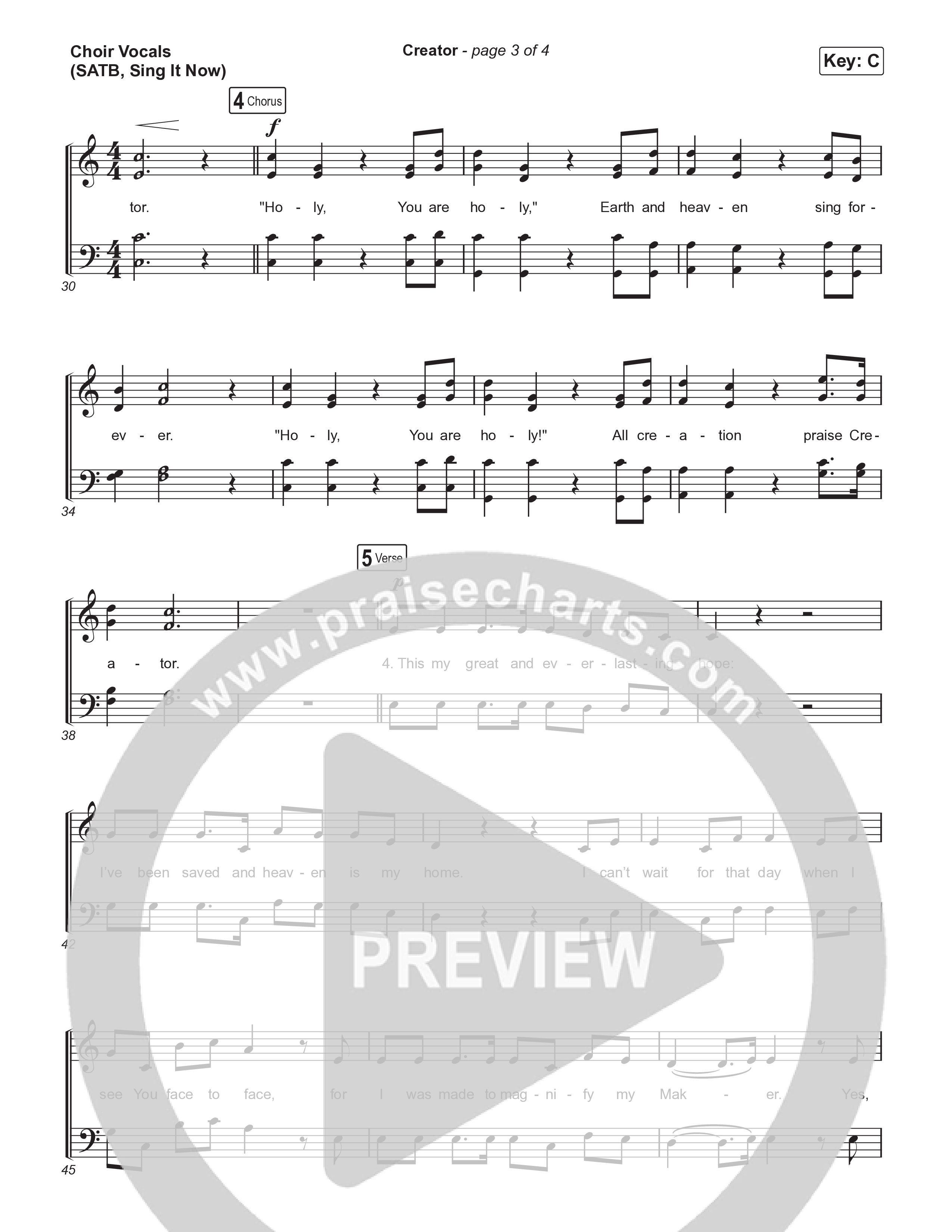 Creator (Sing It Now) Choir Sheet (SATB) (Phil Wickham)