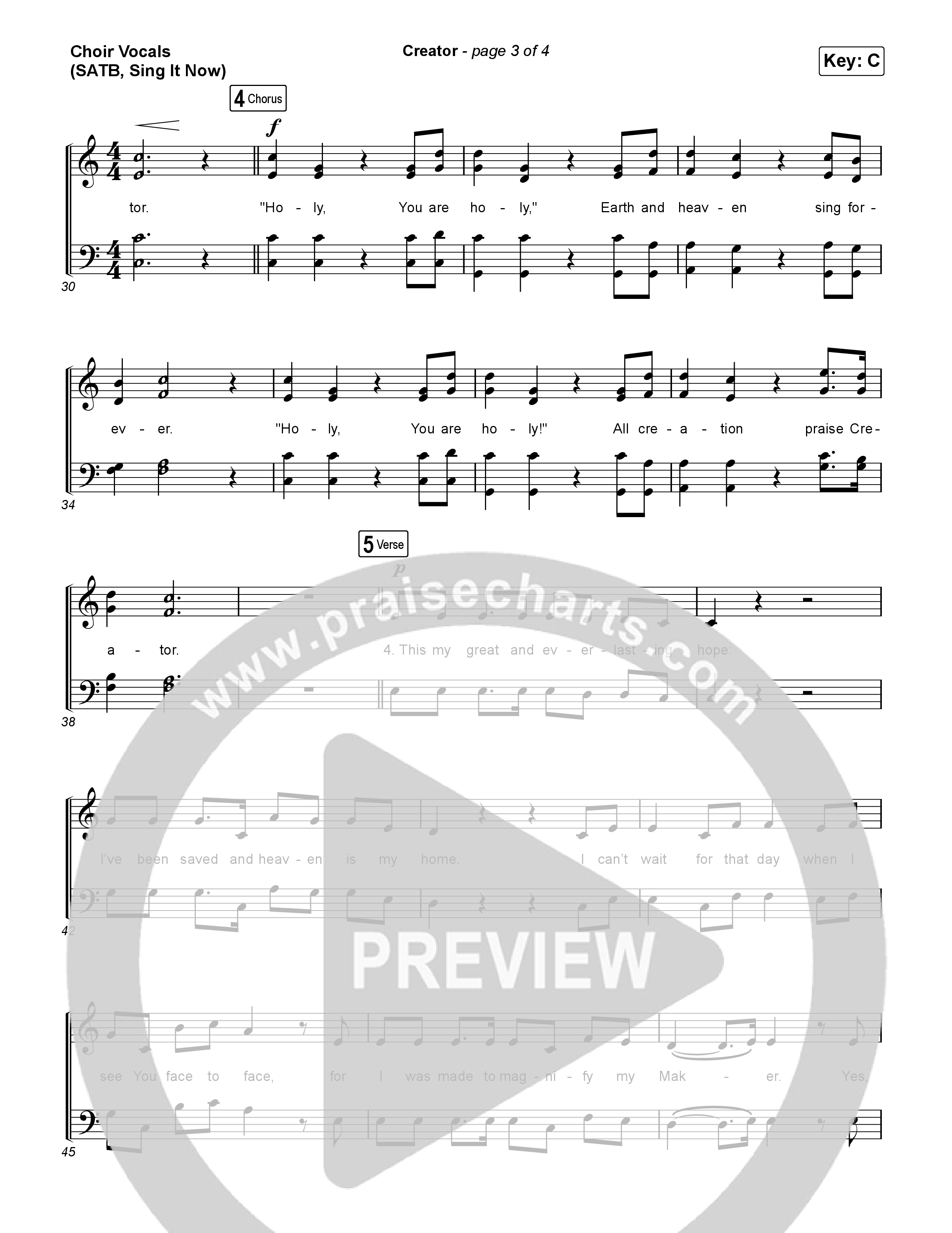 Creator (Sing It Now) Choir Sheet (SATB) (Phil Wickham)