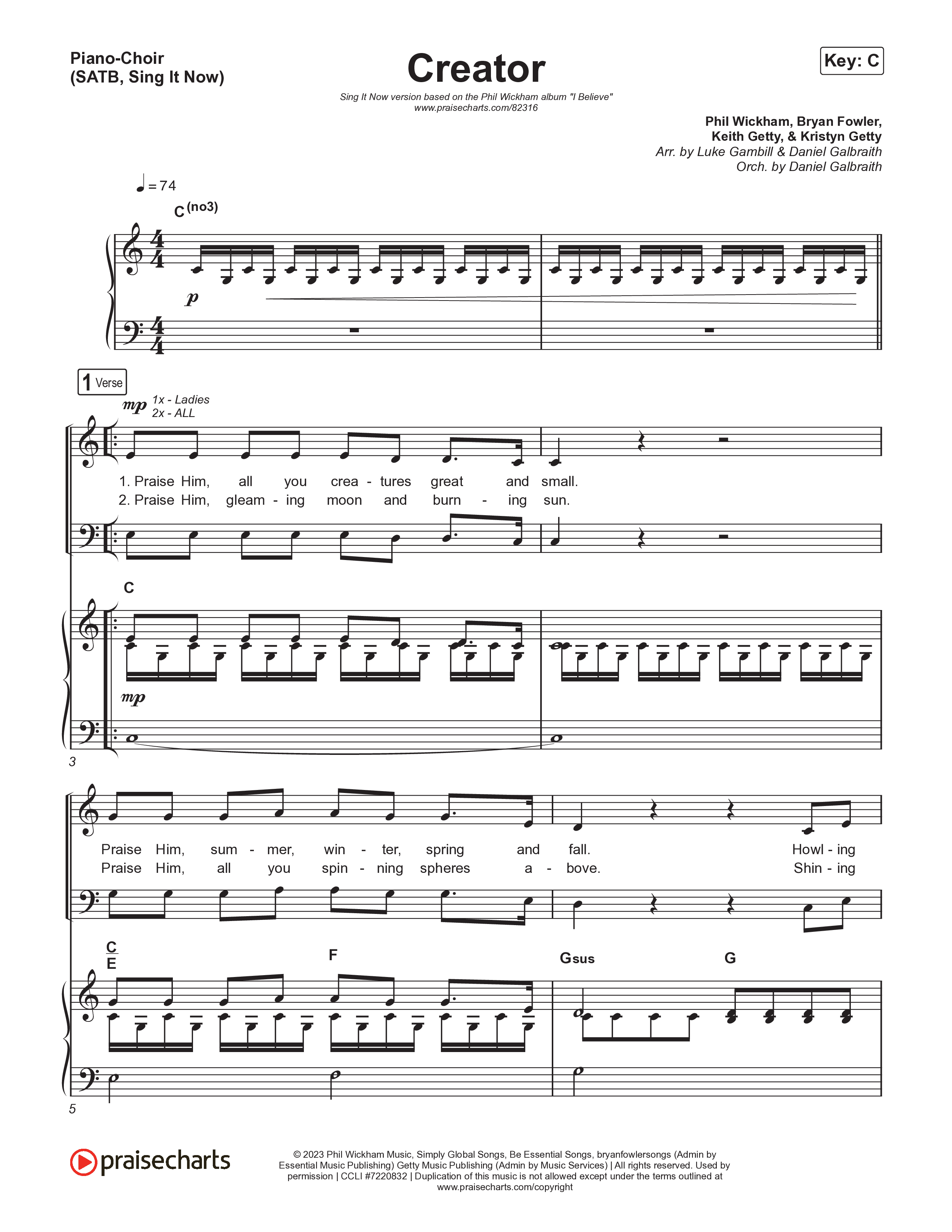 Creator (Sing It Now) Piano/Choir (SATB) (Phil Wickham)