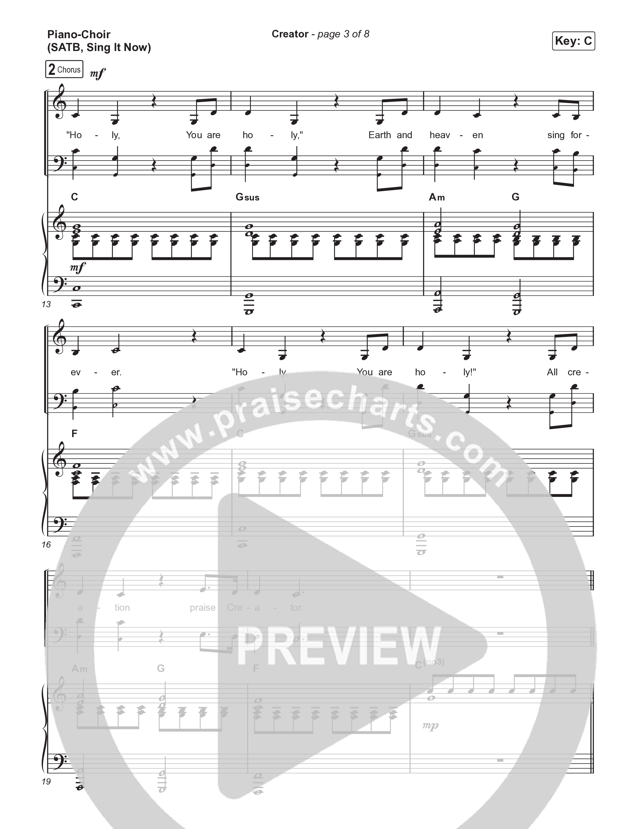Creator (Sing It Now) Piano/Choir (SATB) (Phil Wickham)