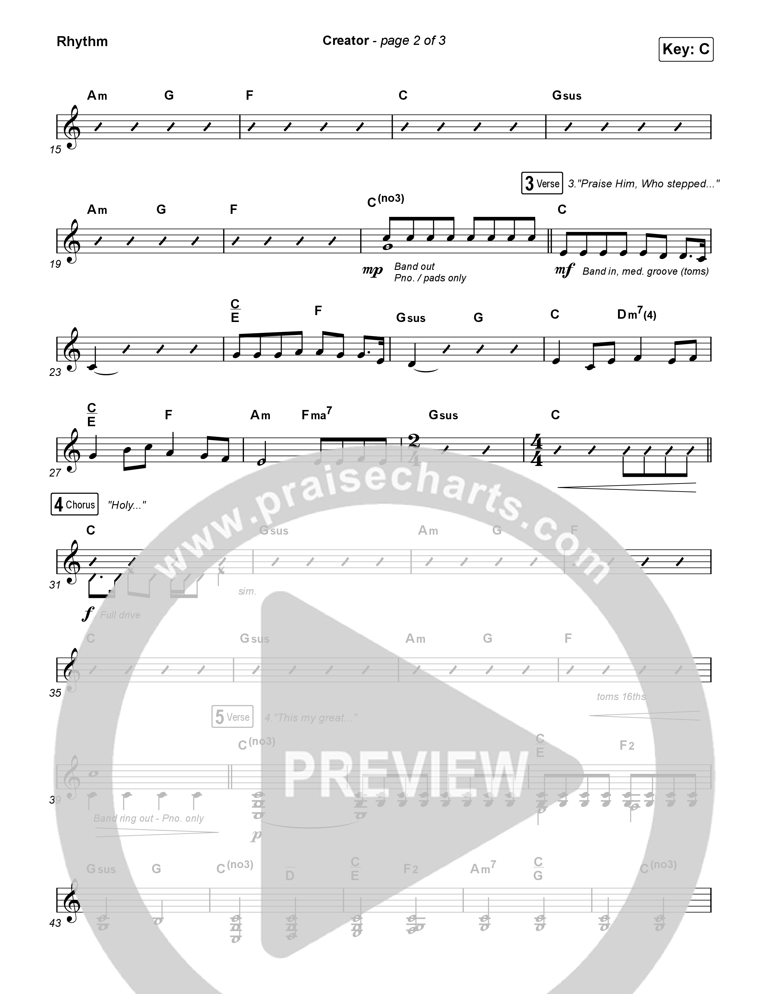 Creator (Sing It Now) Rhythm Chart (Phil Wickham)