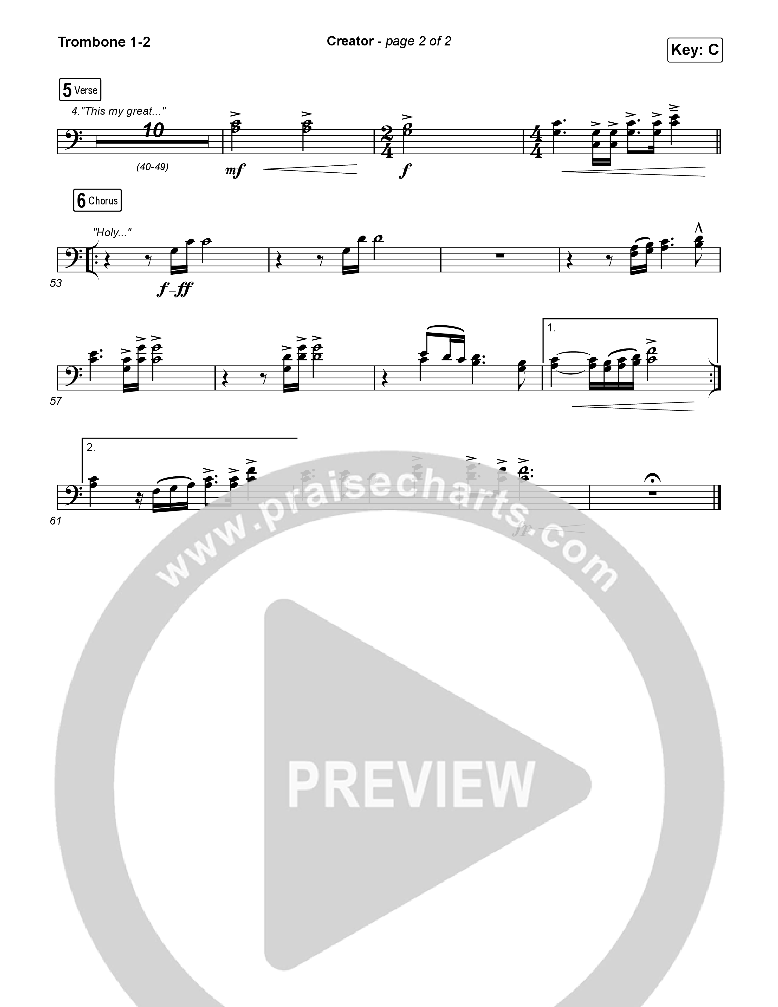 Creator (Sing It Now) Trombone 1/2 (Phil Wickham)