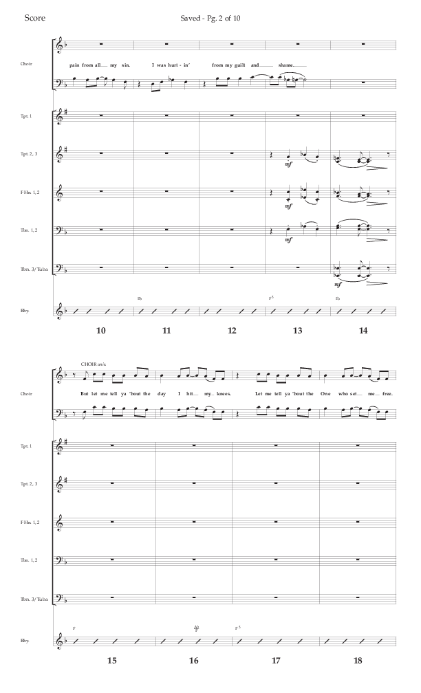 Saved (Choral Anthem SATB) Orchestration (Lifeway Choral / Arr. Danny Zaloudik)