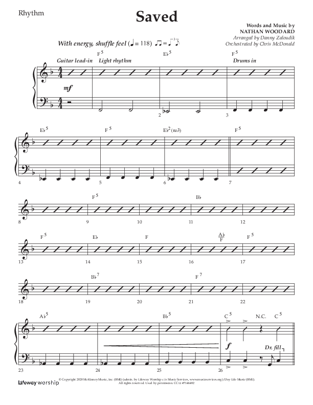 Saved (Choral Anthem SATB) Lead Melody & Rhythm (Lifeway Choral / Arr. Danny Zaloudik)