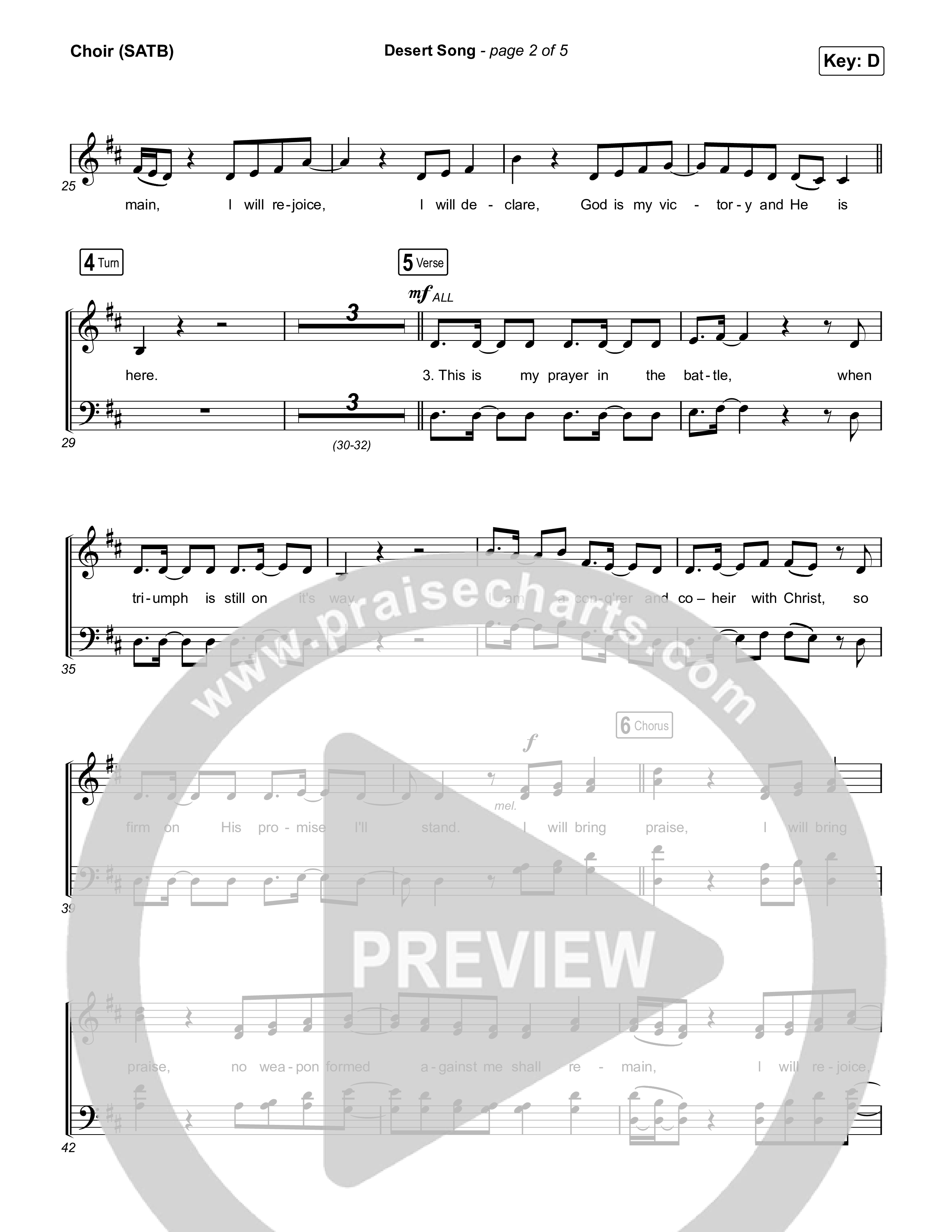 Desert Song Choir Sheet (SATB) (Brooke Ligertwood)