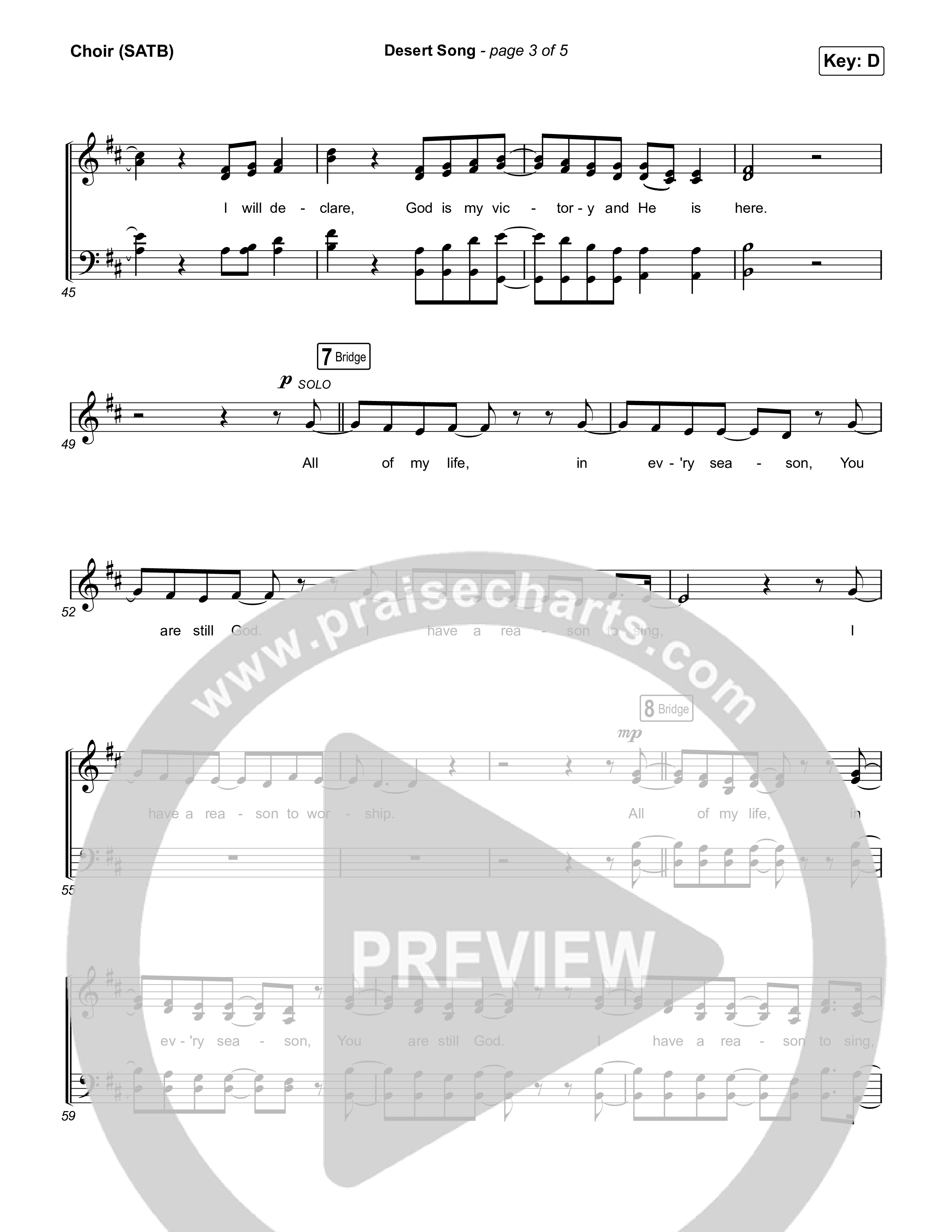 Desert Song Choir Sheet (SATB) (Brooke Ligertwood)