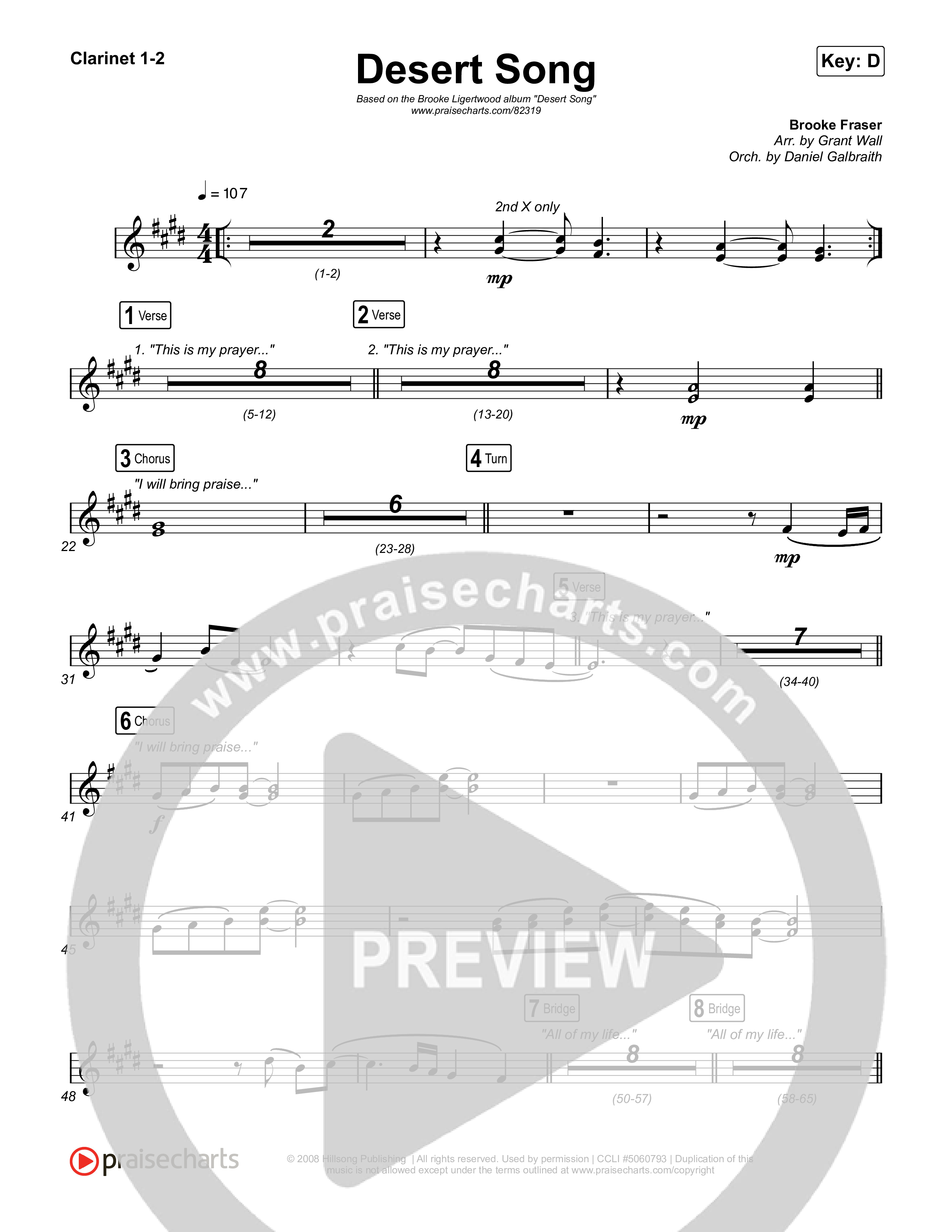 Desert Song Clarinet 1,2 (Brooke Ligertwood)