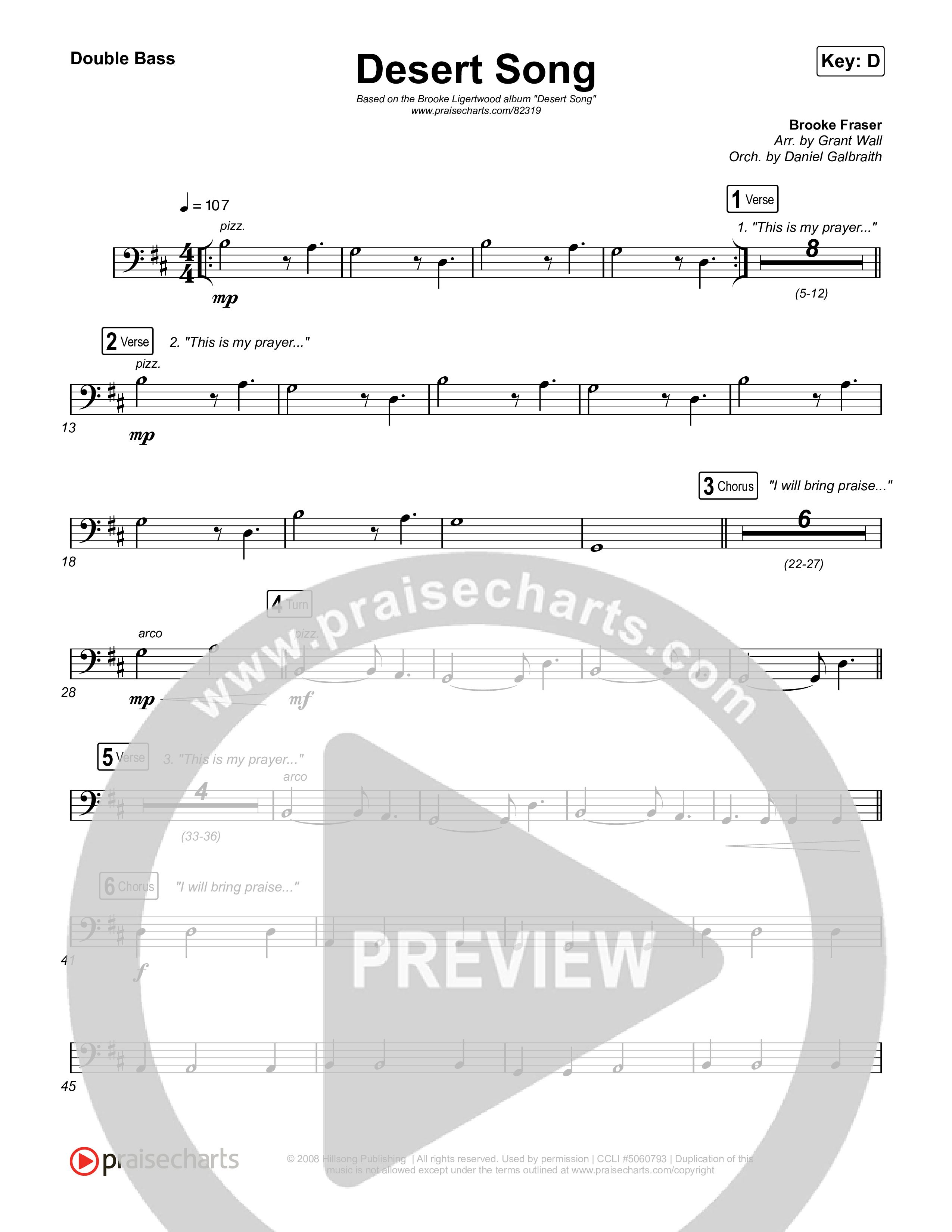 Desert Song String Bass Sheet Music PDF (Brooke Ligertwood) PraiseCharts
