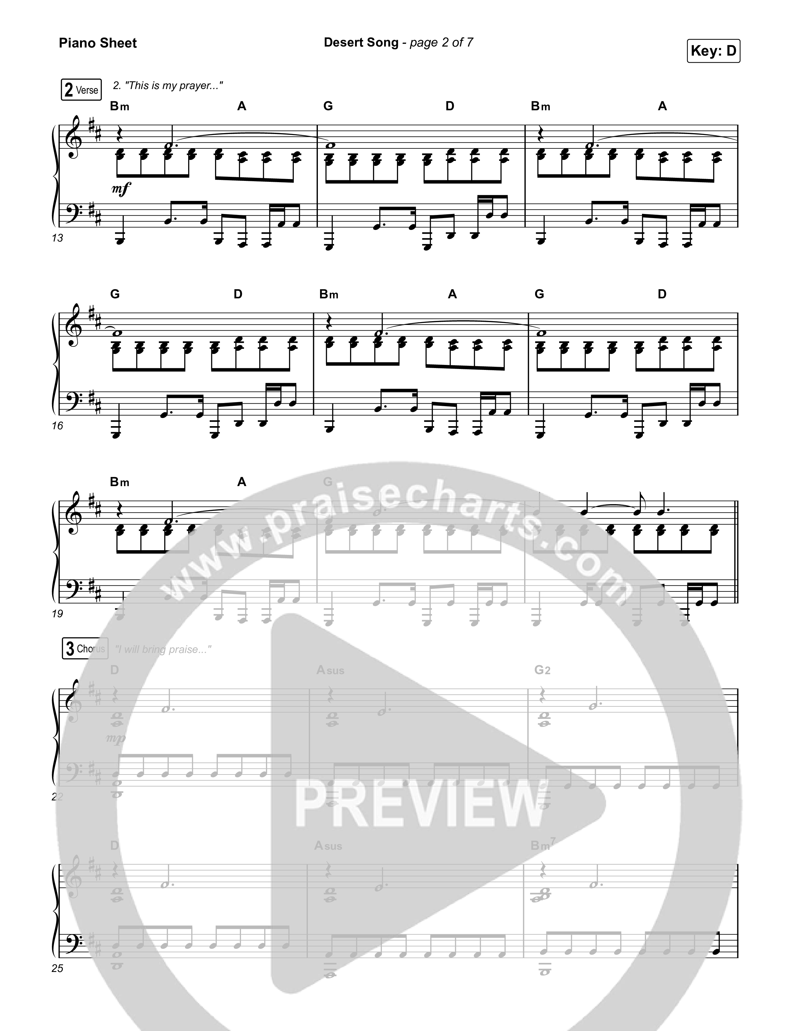 Desert Song Piano Sheet (Brooke Ligertwood)