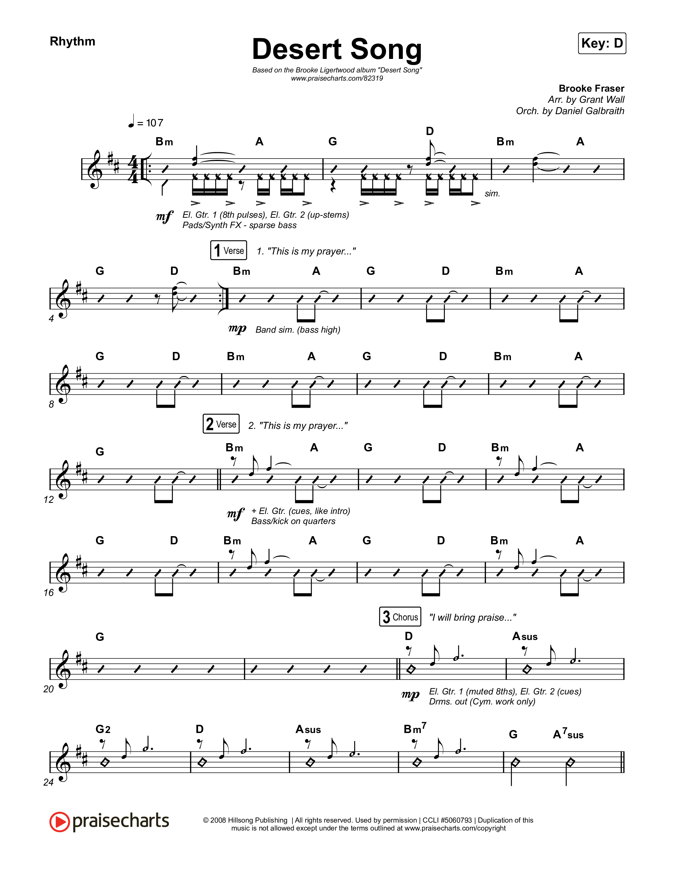 Desert Song Rhythm Chart (Brooke Ligertwood)