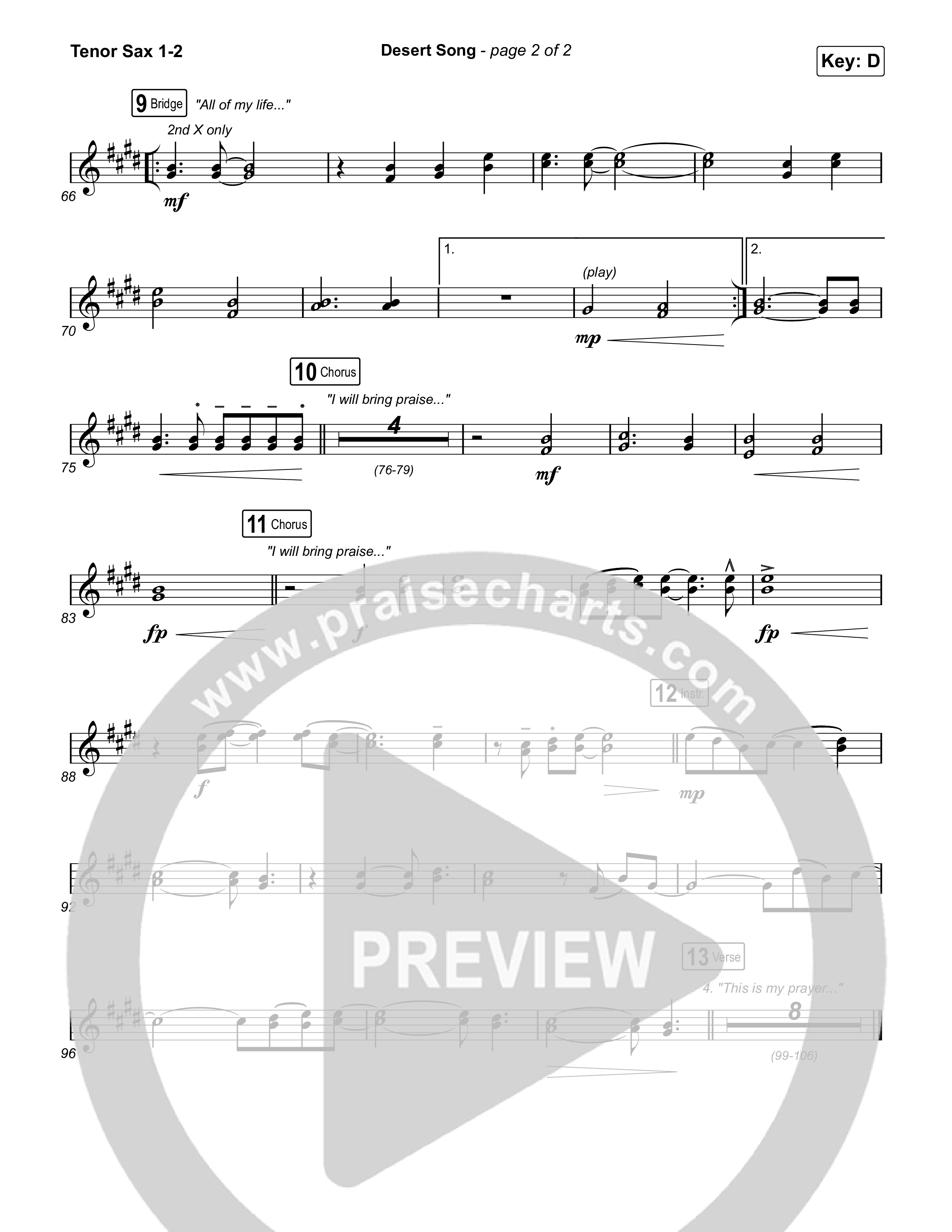 Desert Song Tenor Sax 1,2 (Brooke Ligertwood)