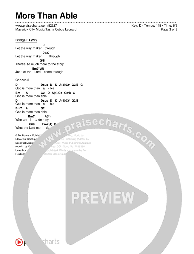 More Than Able Chords & Lyrics (Maverick City Music / Tasha Cobbs Leonard)