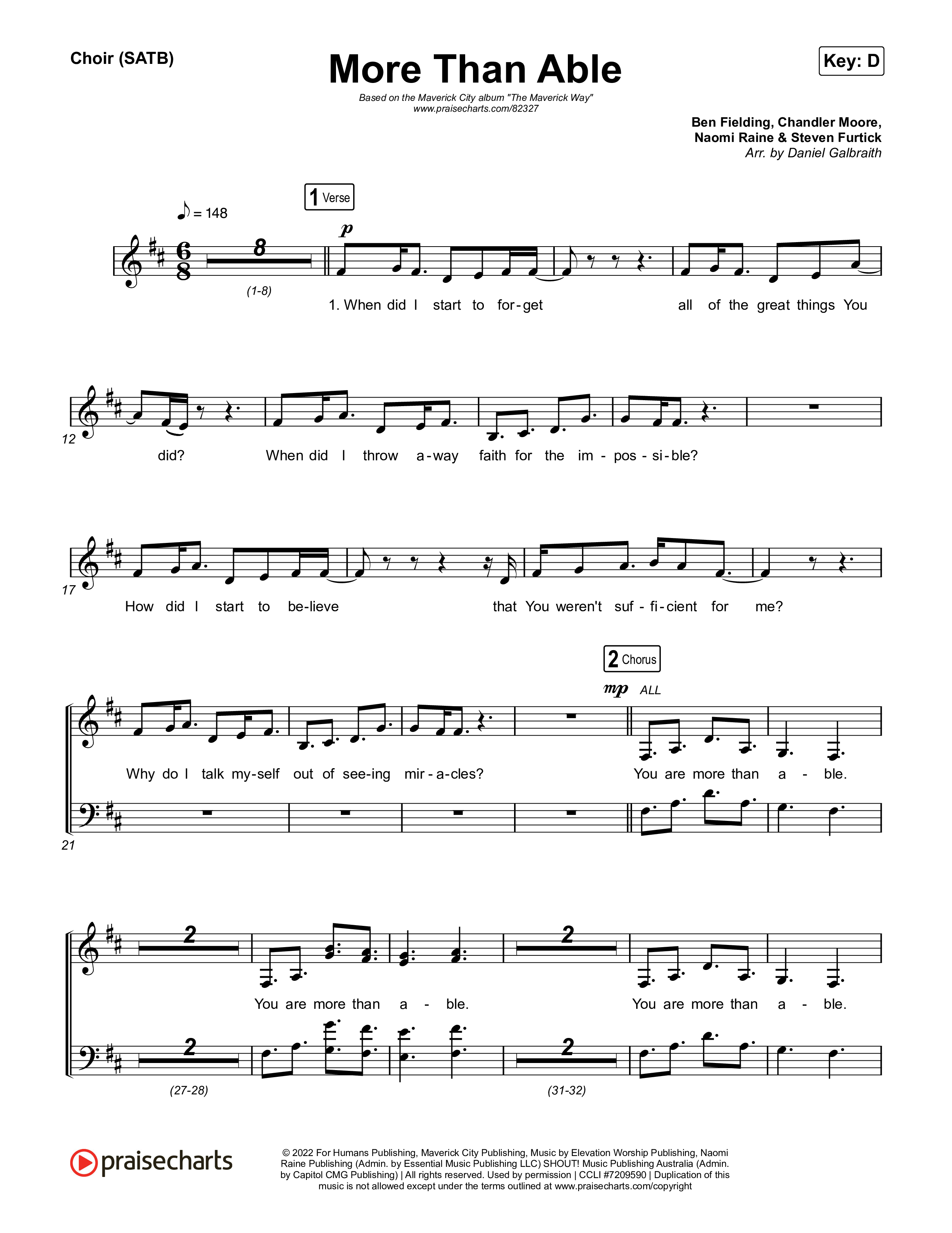 More Than Able Choir Sheet (SATB) (Maverick City Music / Tasha Cobbs Leonard)