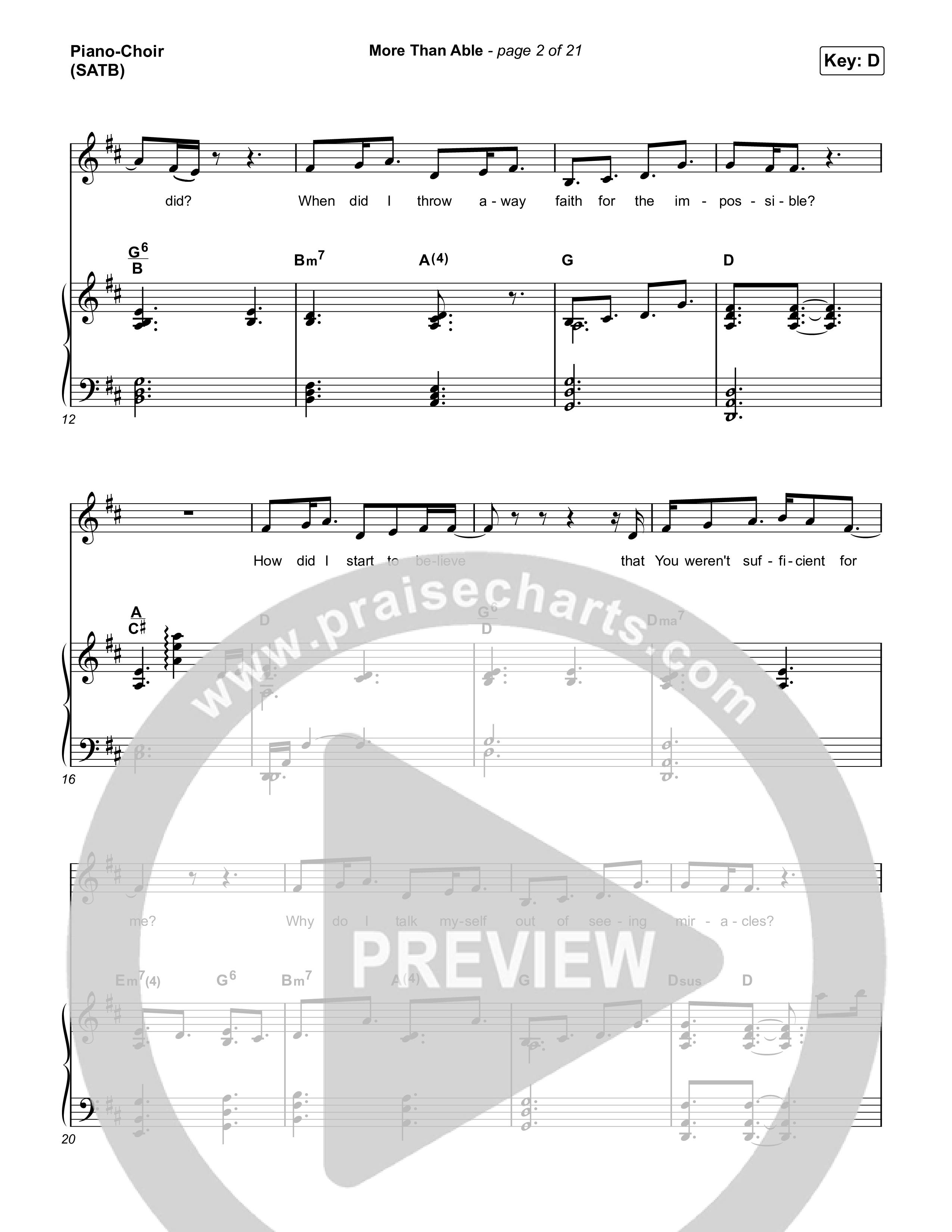 More Than Able Piano/Vocal (SATB) (Maverick City Music / Tasha Cobbs Leonard)