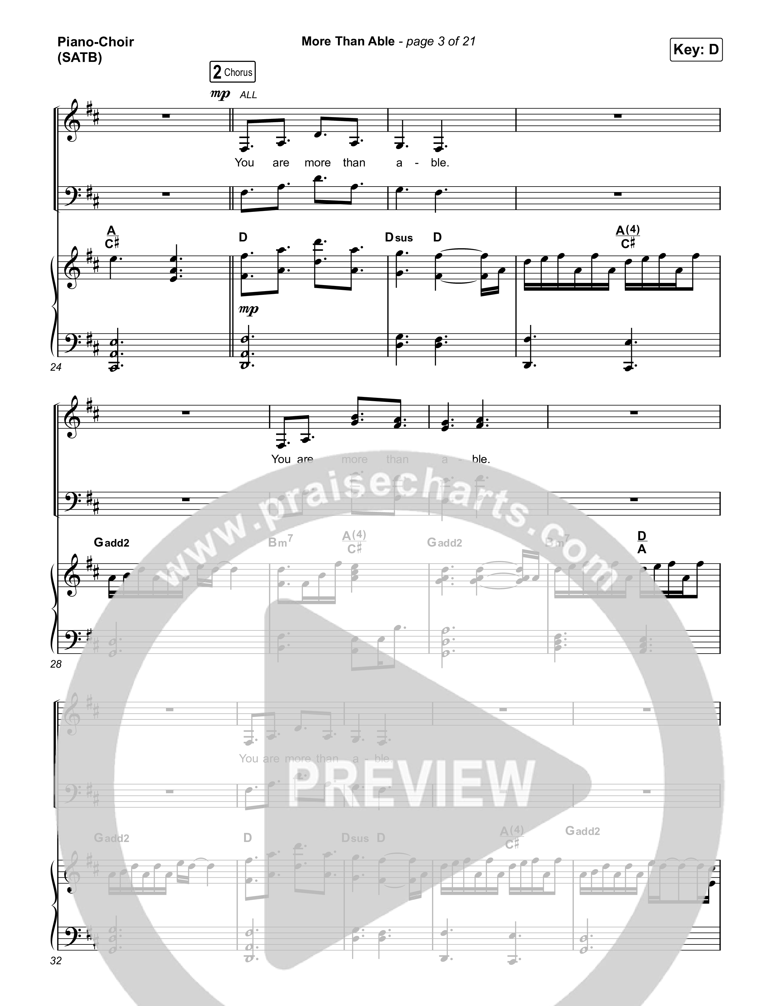 More Than Able Piano/Vocal (SATB) (Maverick City Music / Tasha Cobbs Leonard)