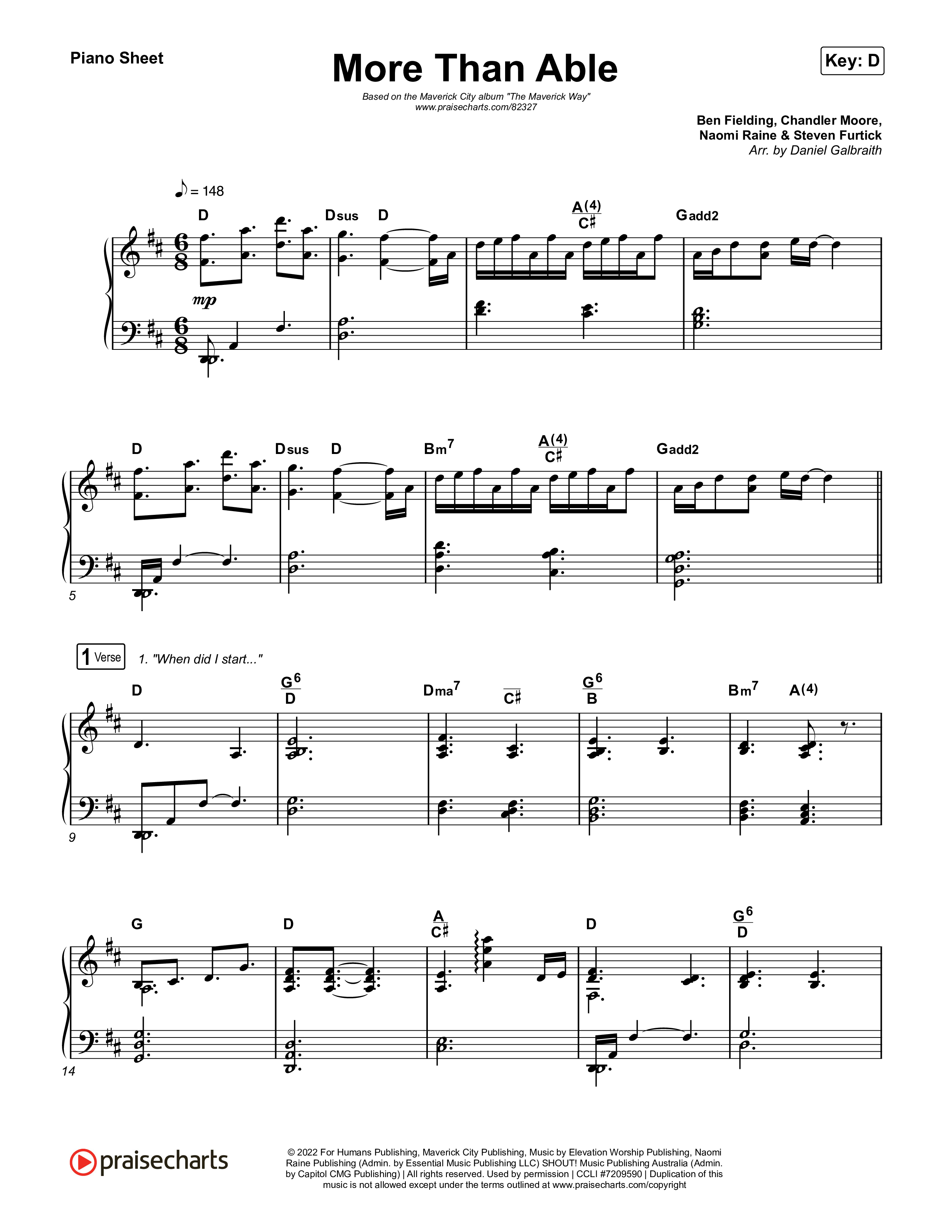 More Than Able Piano Sheet (Maverick City Music / Tasha Cobbs Leonard)