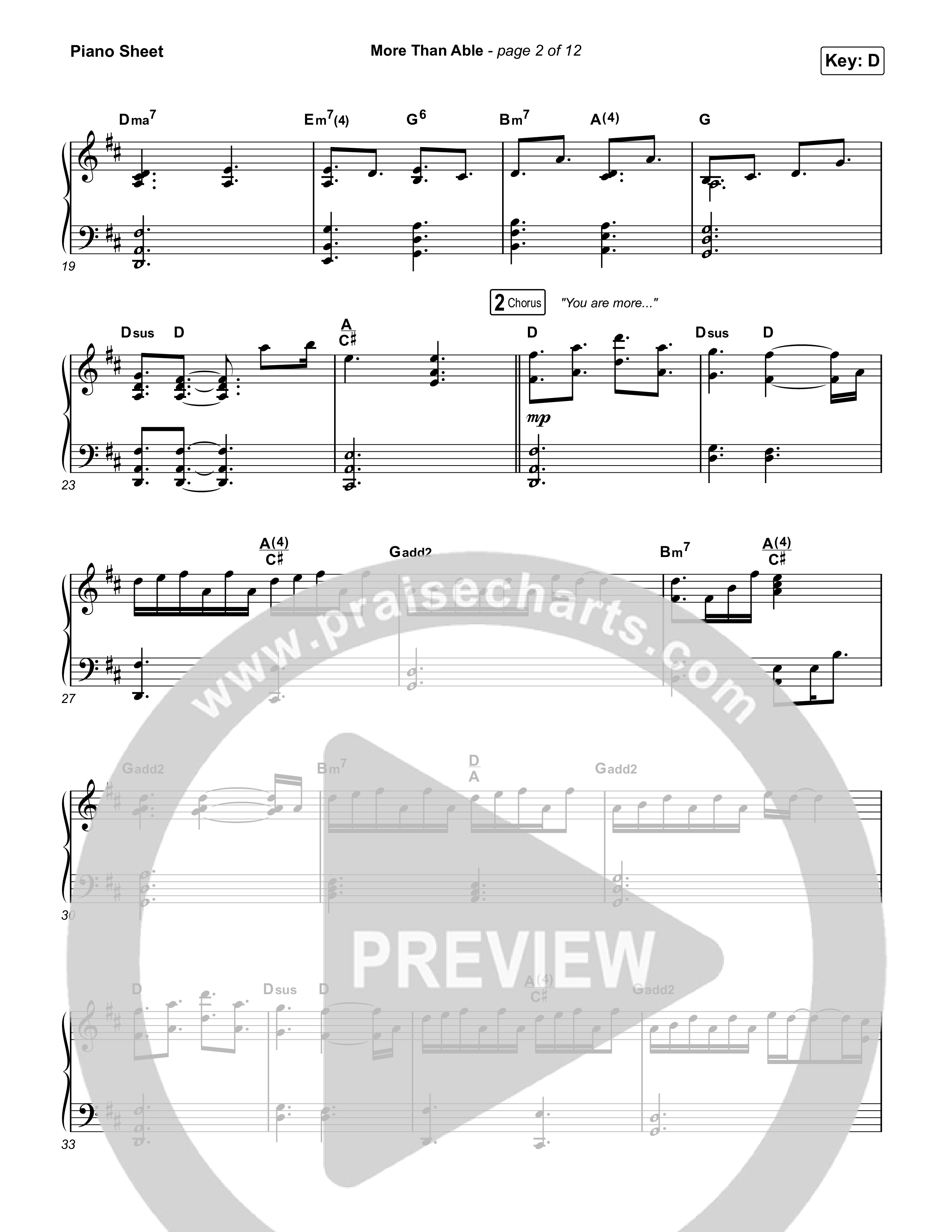 More Than Able Piano Sheet (Maverick City Music / Tasha Cobbs Leonard)