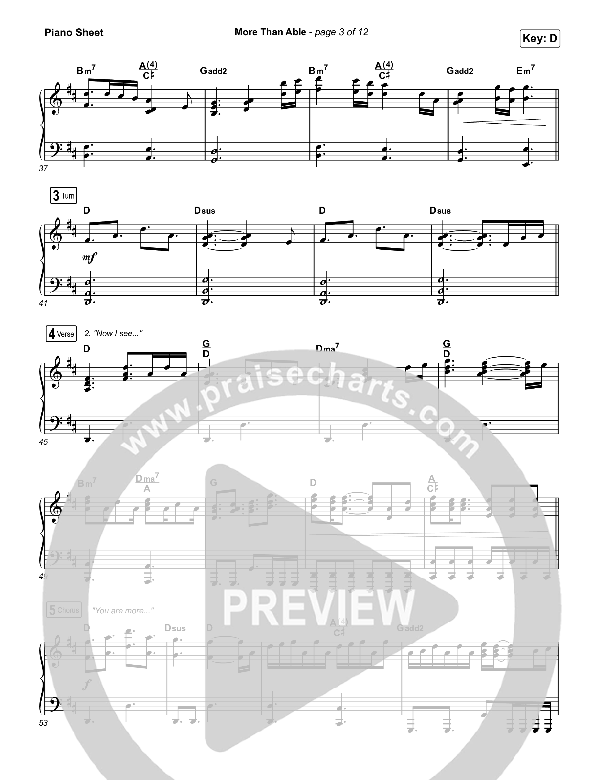 More Than Able Piano Sheet (Maverick City Music / Tasha Cobbs Leonard)