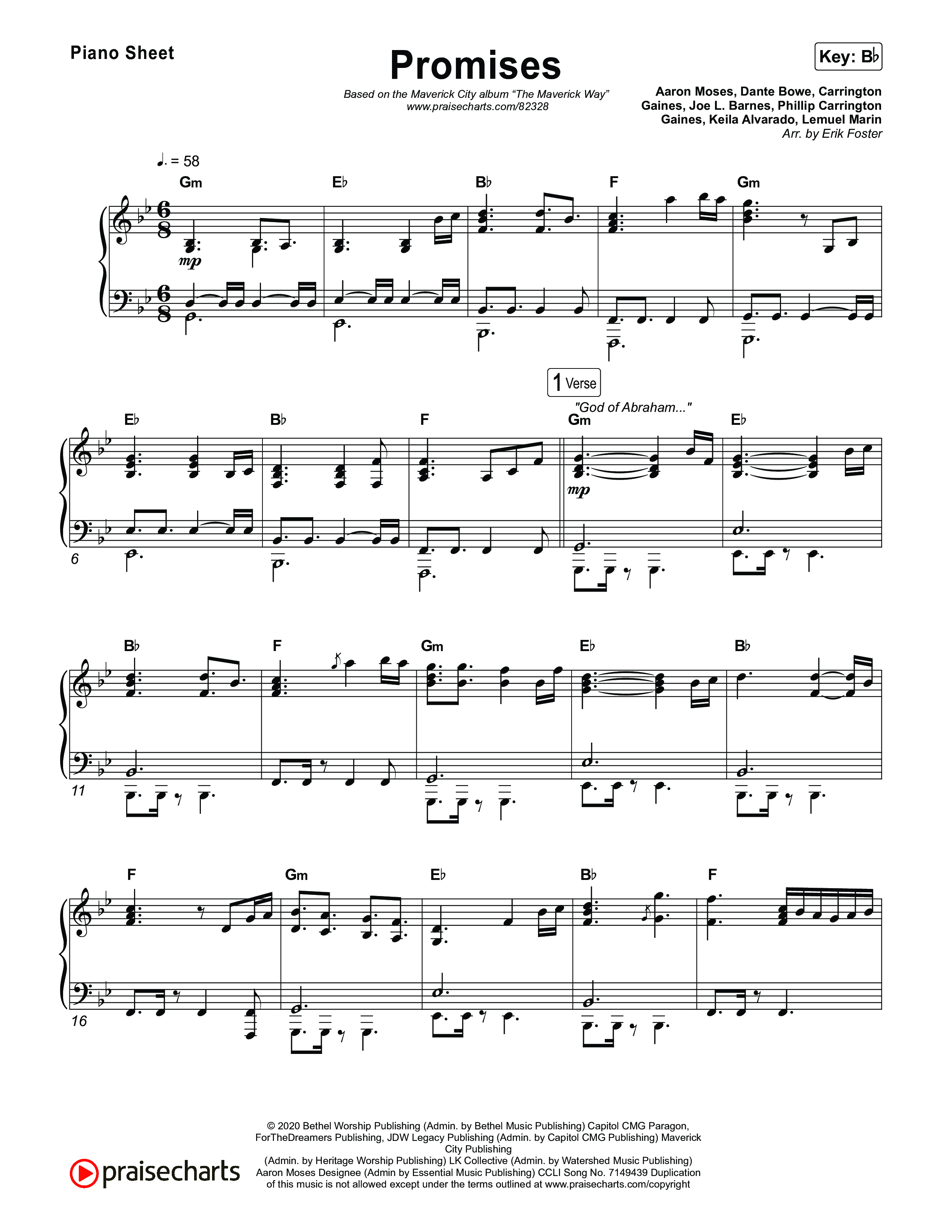 Promises Piano Sheet (Maverick City Music)