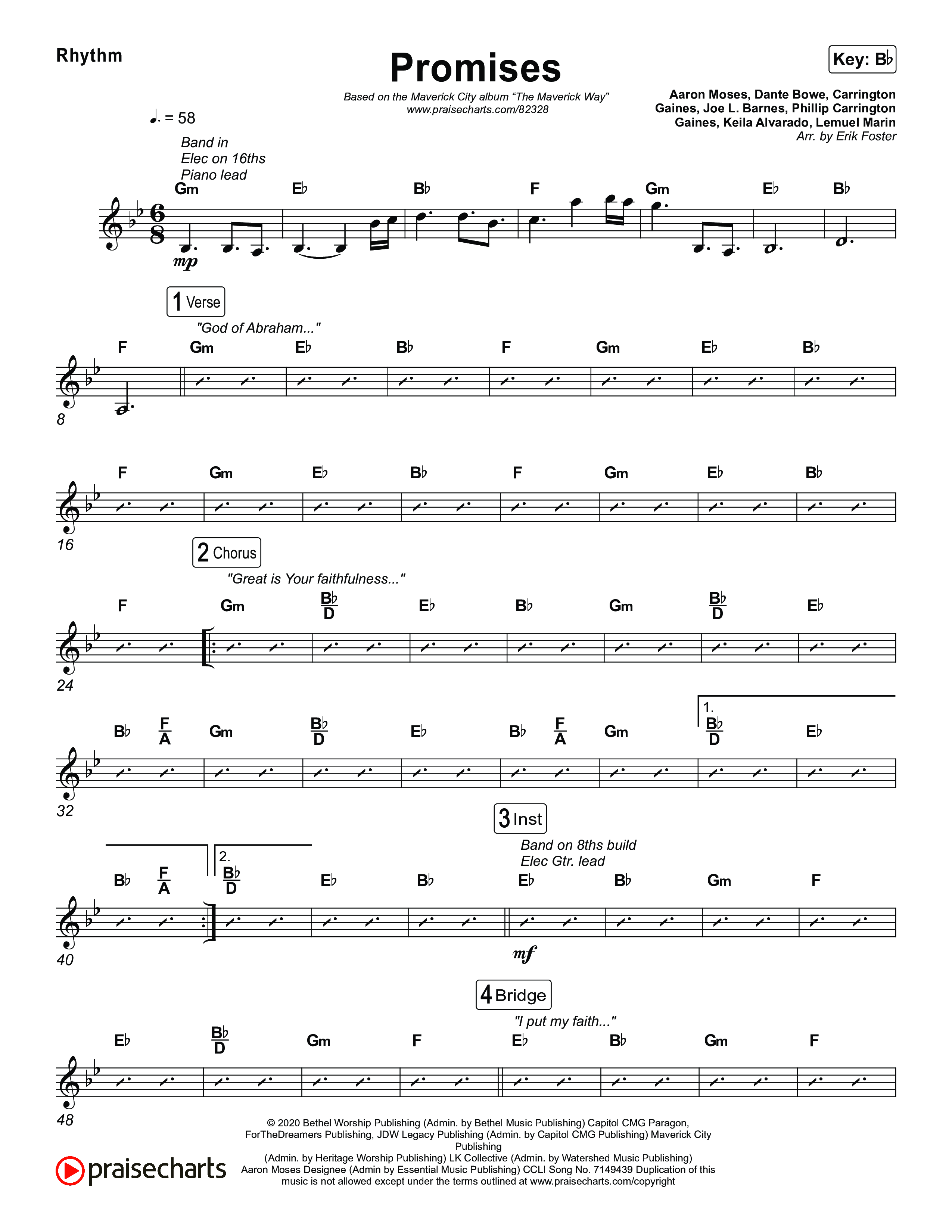 Promises Rhythm Chart (Maverick City Music)
