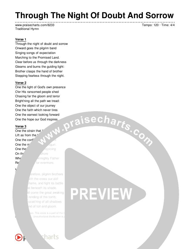 Through The Night Of Doubt And Sorrow Lyrics (Traditional Hymn)
