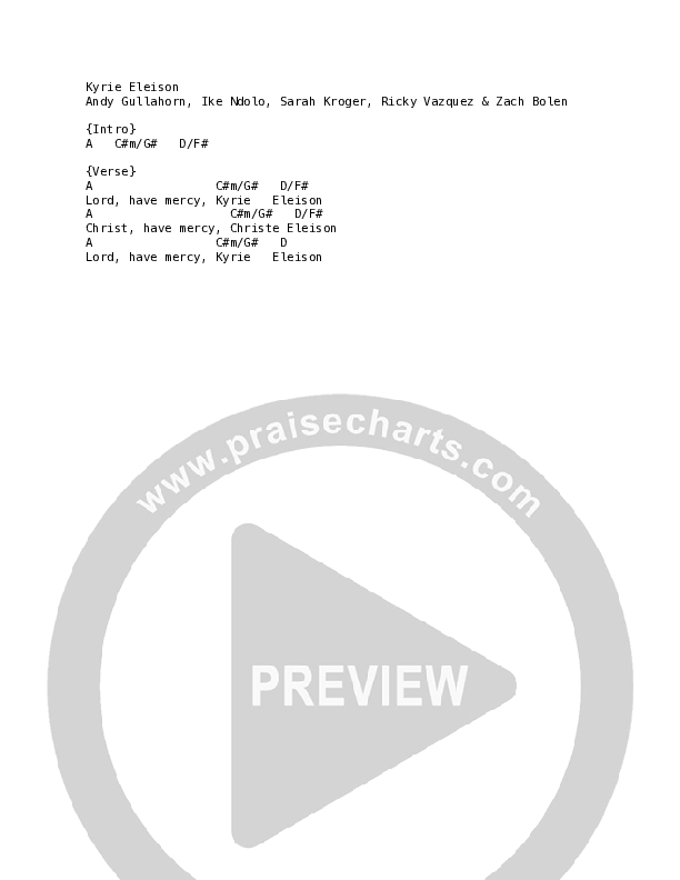 Kyrie Eleison Chord Chart (Village Lights / Ike Ndolo)