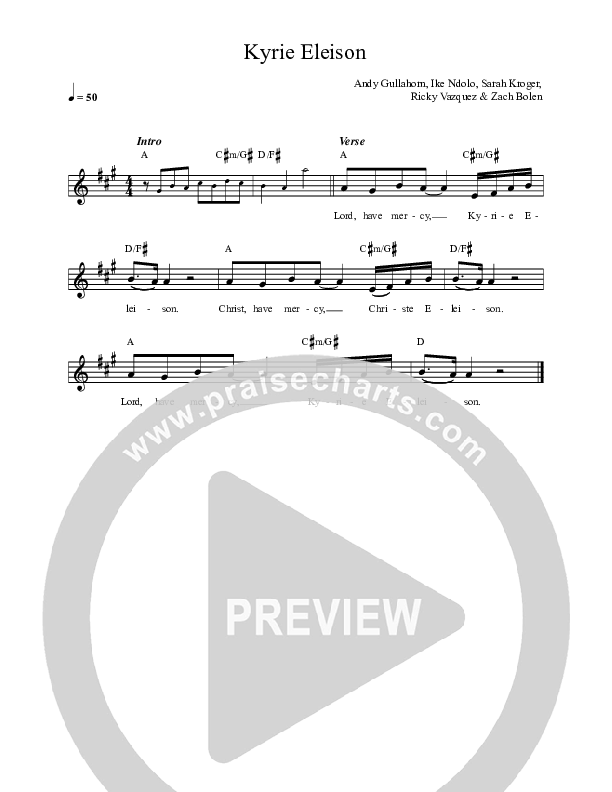 Kyrie Eleison Lead Sheet Melody (Village Lights / Ike Ndolo)