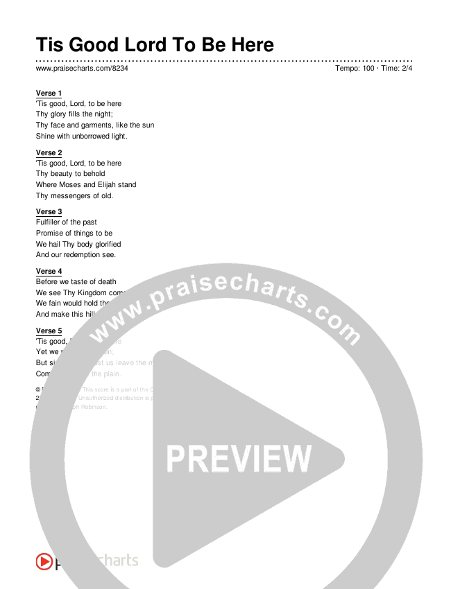 Tis Good Lord To Be Here Lyrics (Traditional Hymn)