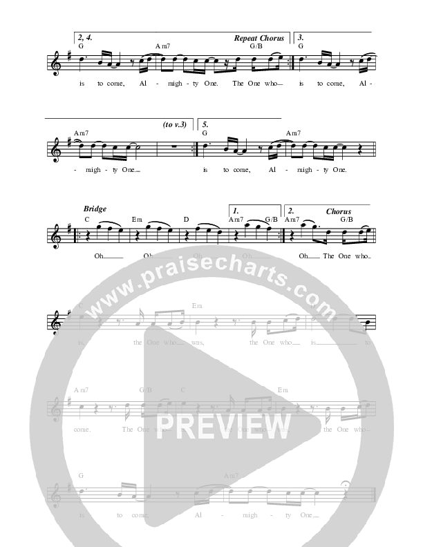Almighty One Lead Sheet Melody (Village Lights / Ricky Vazquez)