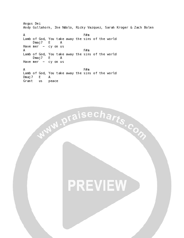 Agnus Dei Chord Chart (Village Lights / Ike Ndolo)
