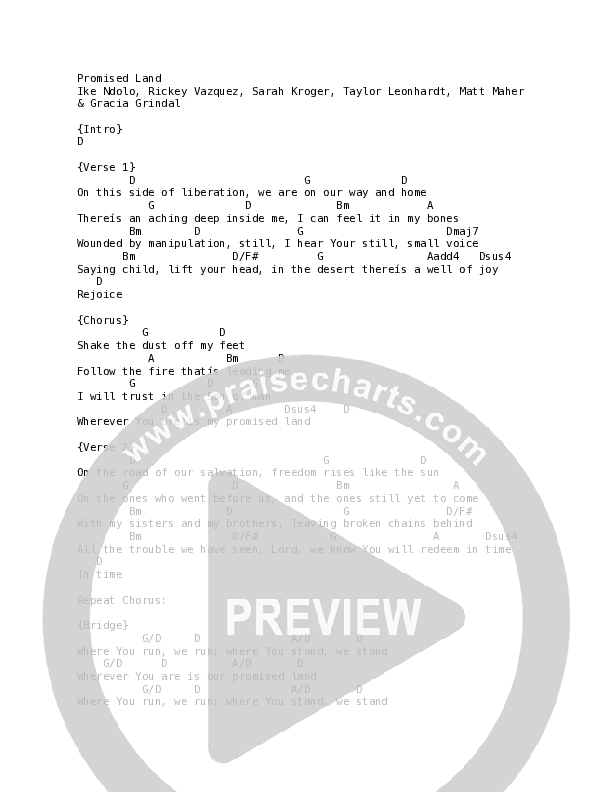 Promised Land Chord Chart (Village Lights / Ike Ndolo)
