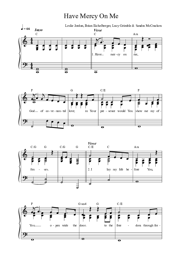 Have Mercy On Me Sheet Music PDF (Anchor Hymns / Citizens / Leslie