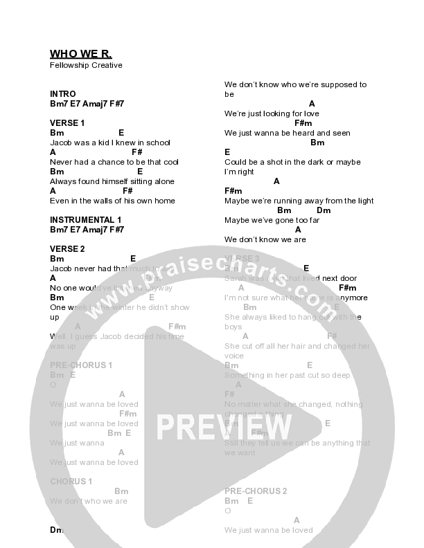 Who We R Chord Chart (Fellowship Creative)
