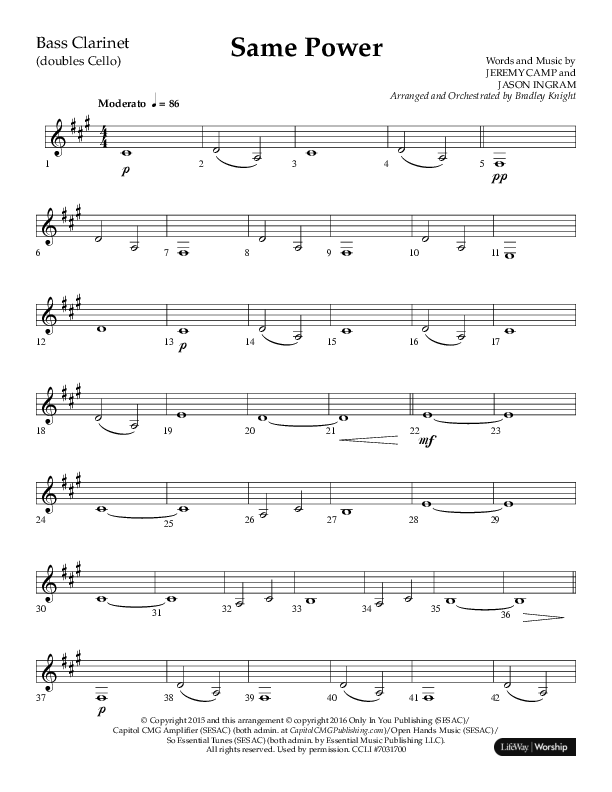 Same Power (Choral Anthem SATB) Bass Clarinet (Lifeway Choral / Arr. Bradley Knight)