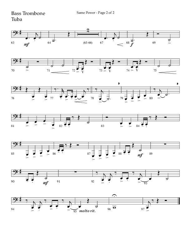 Same Power (Choral Anthem SATB) Bass Trombone, Tuba (Lifeway Choral / Arr. Bradley Knight)