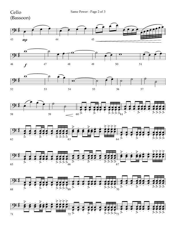 Same Power (Choral Anthem SATB) Cello (Lifeway Choral / Arr. Bradley Knight)